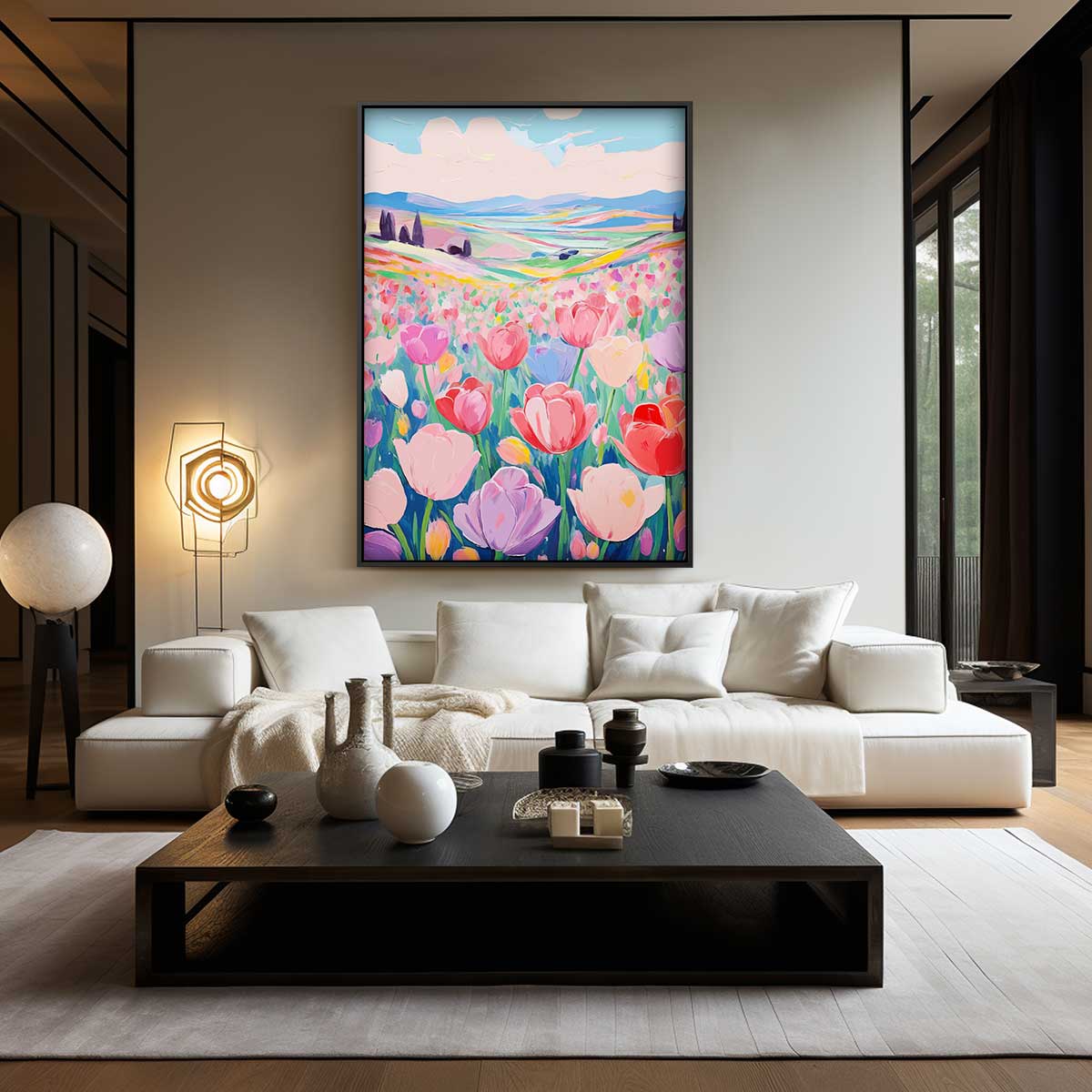 Tulpendroomlandschap Kunstwerk-canvas-dibond-plexiglas-wanddecoratie-WallArtistic