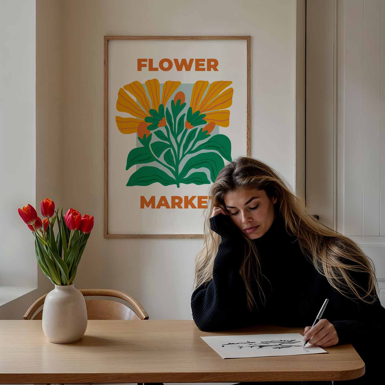 Kleurrijke Bloemenmarkt Poster