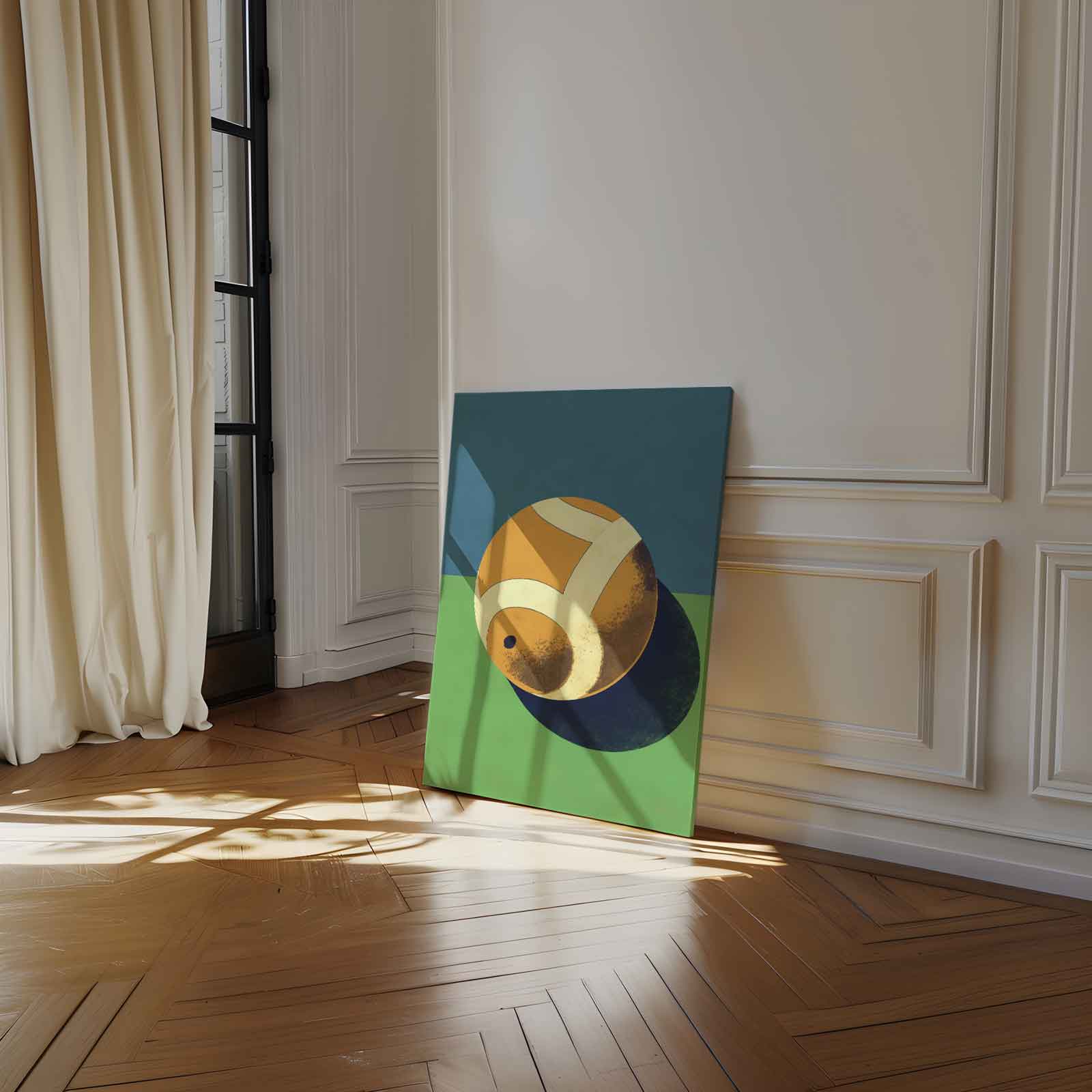Abstracte Tennisbal Kunstwerk-canvas-dibond-plexiglas-wanddecoratie-WallArtistic
