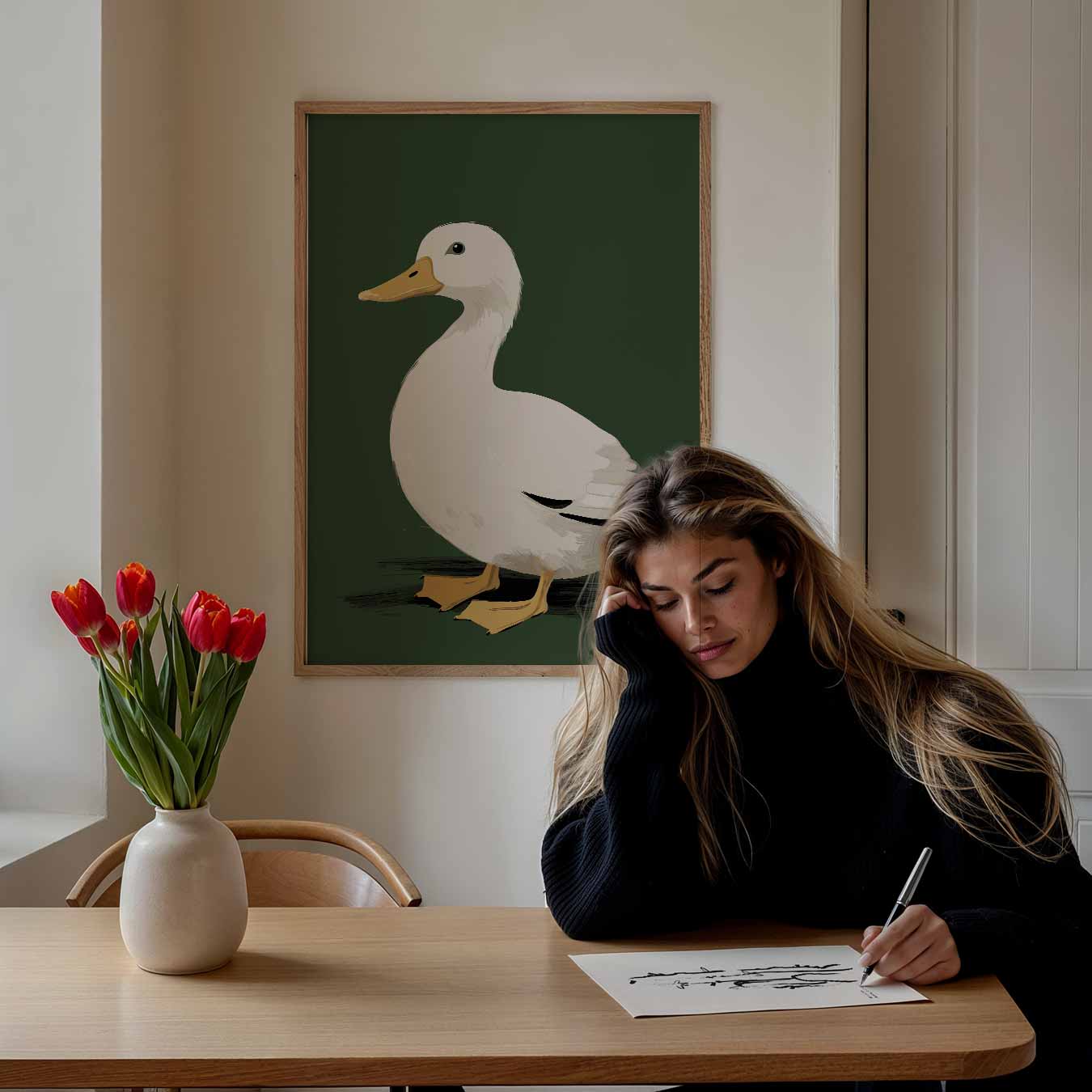 Schattige Eenden Illustratie Poster-WallArtistic