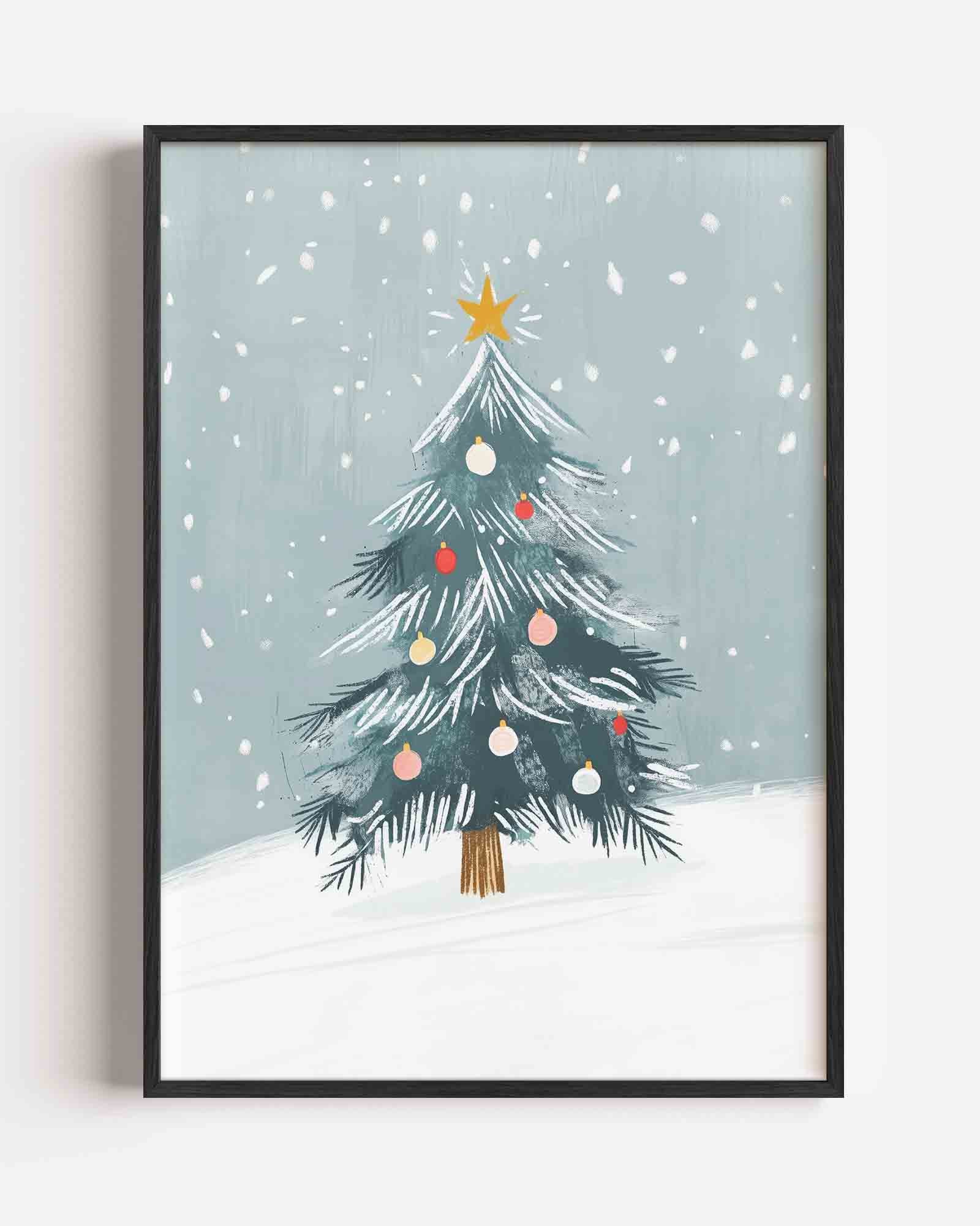 Kerstboom met sneeuw Poster
