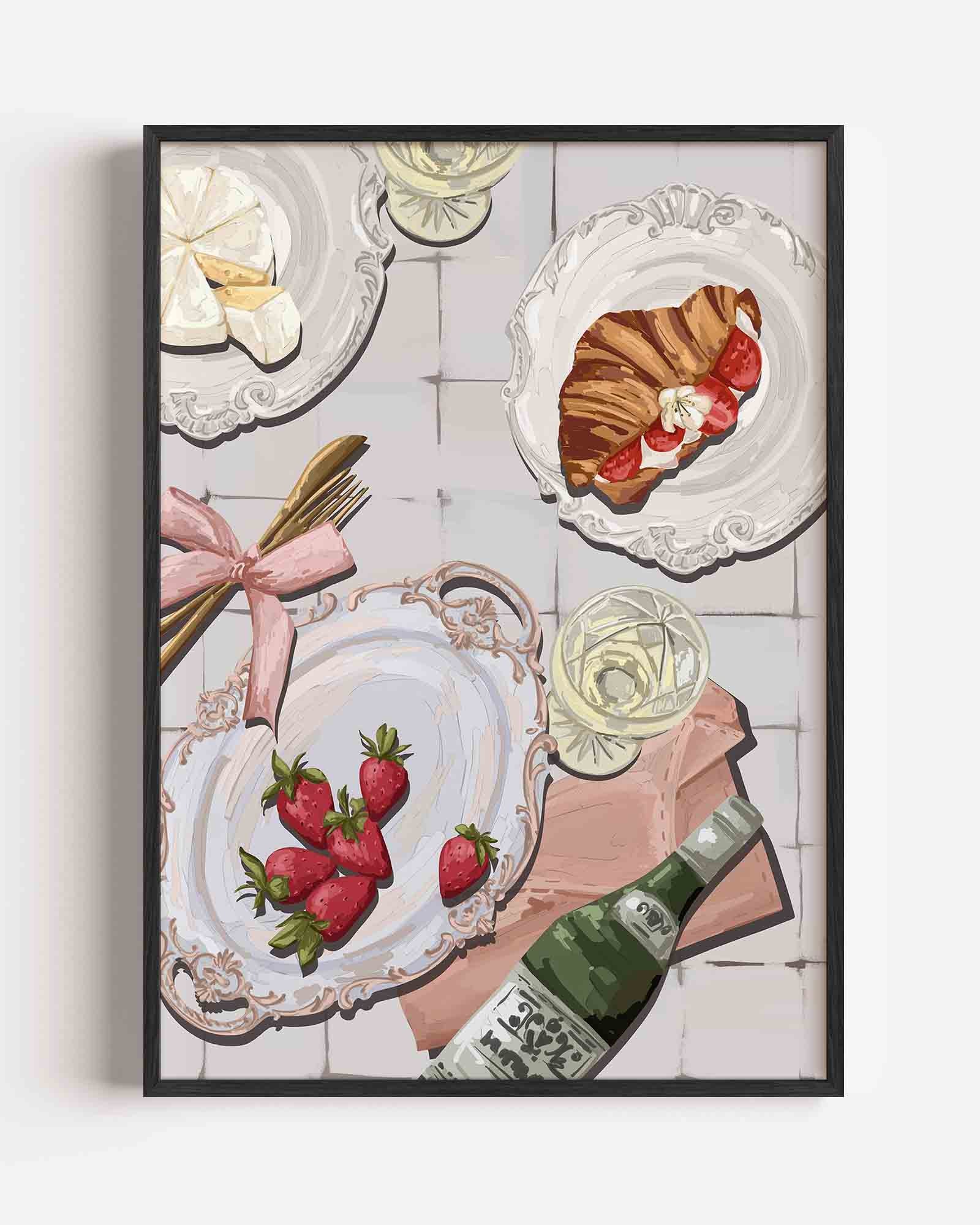 Ontbijt met aardbeien Poster