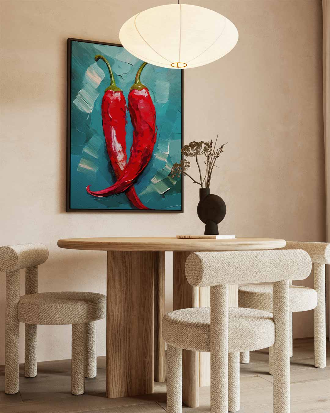 Pittige Paprikaduo Kunstwerk-canvas-dibond-plexiglas-wanddecoratie-WallArtistic