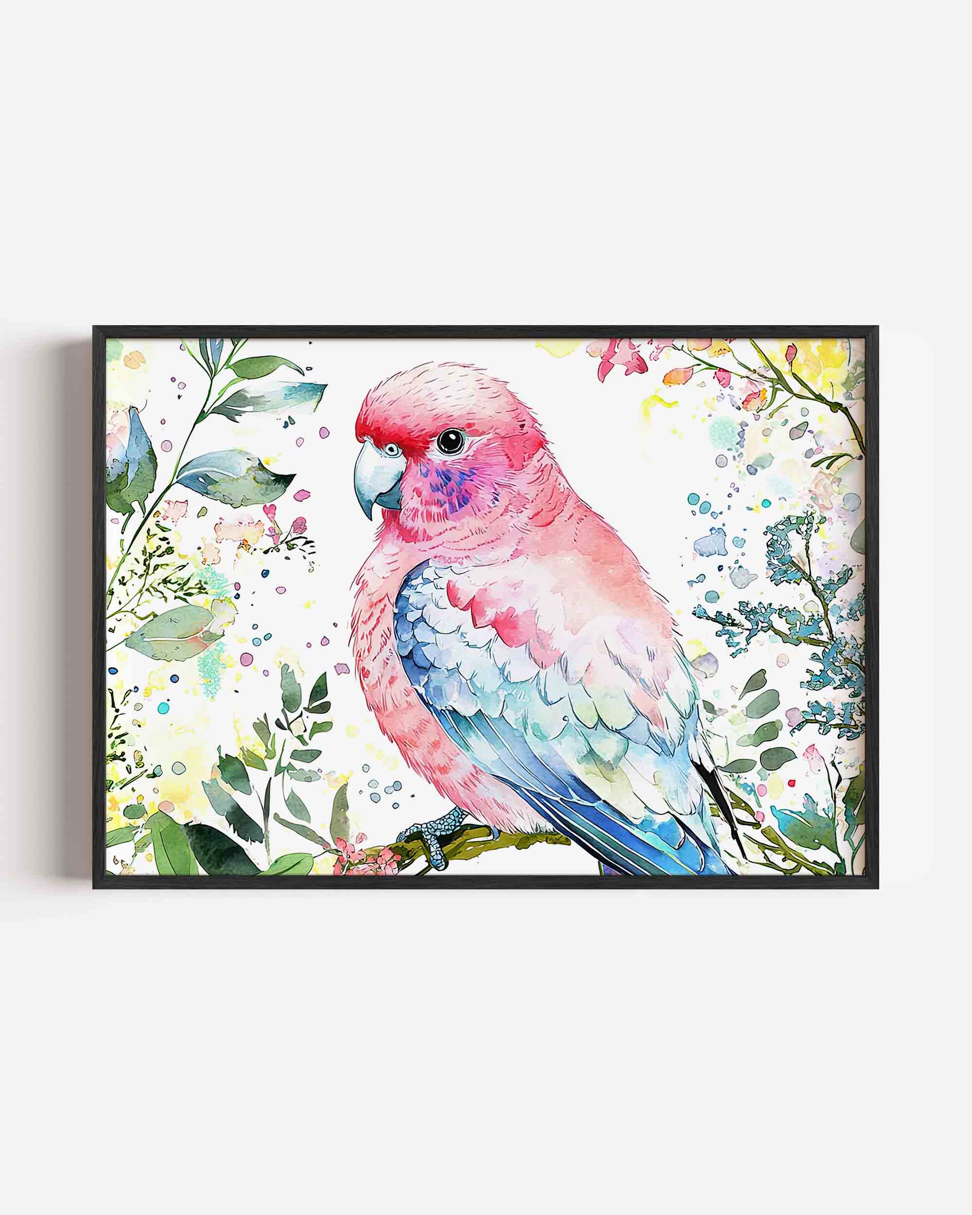 Papegaai en bloemen Poster