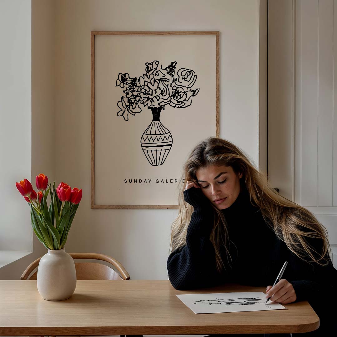 Elegante Bloemenvorm in Vaas Poster-WallArtistic