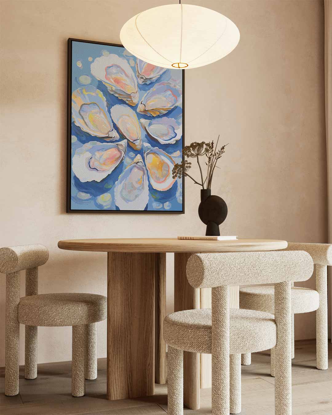 Dromerige Oesters op Blauw Kunstwerk-canvas-dibond-plexiglas-wanddecoratie-WallArtistic