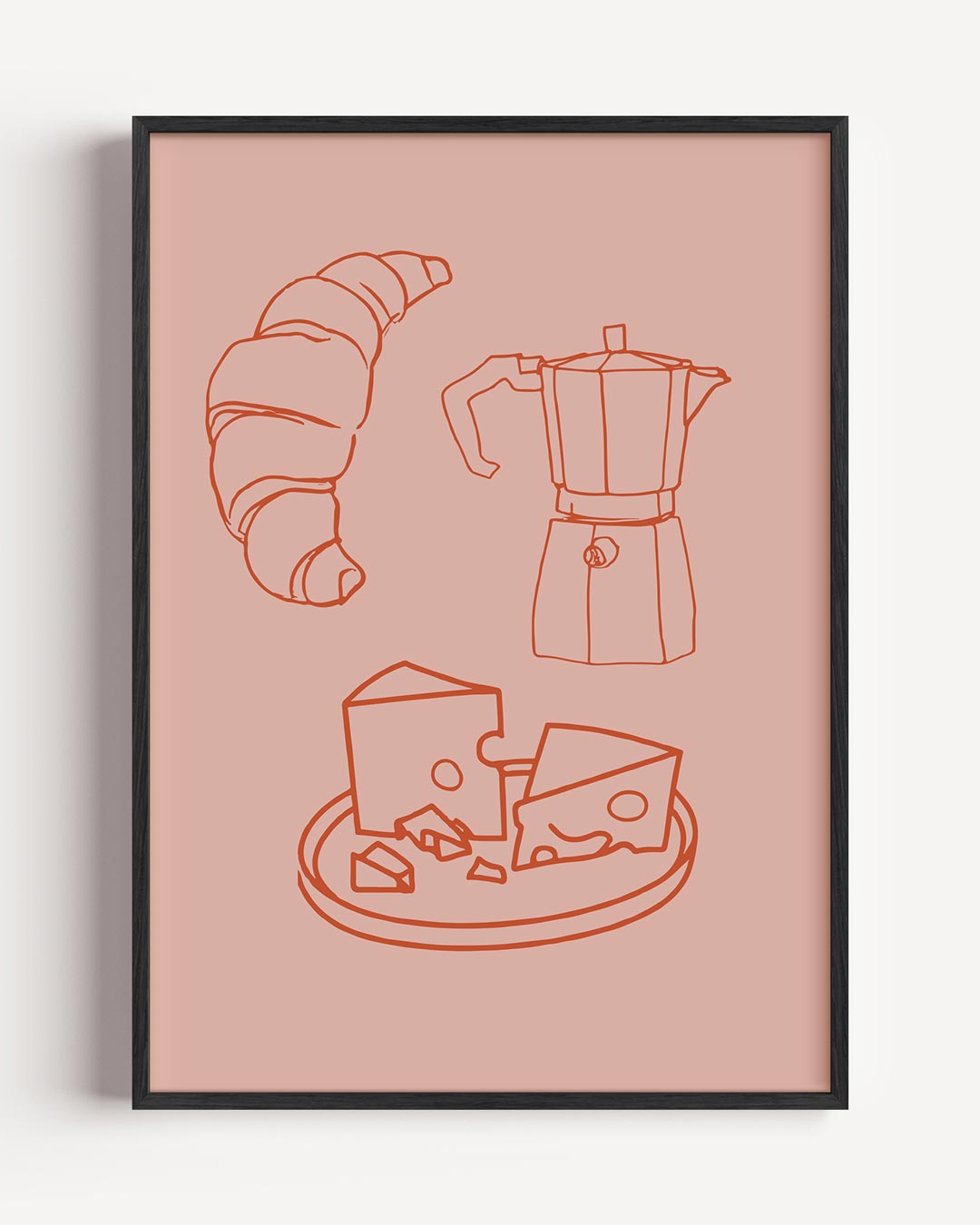 Franse Ontbijt Illustratie Poster-WallArtistic