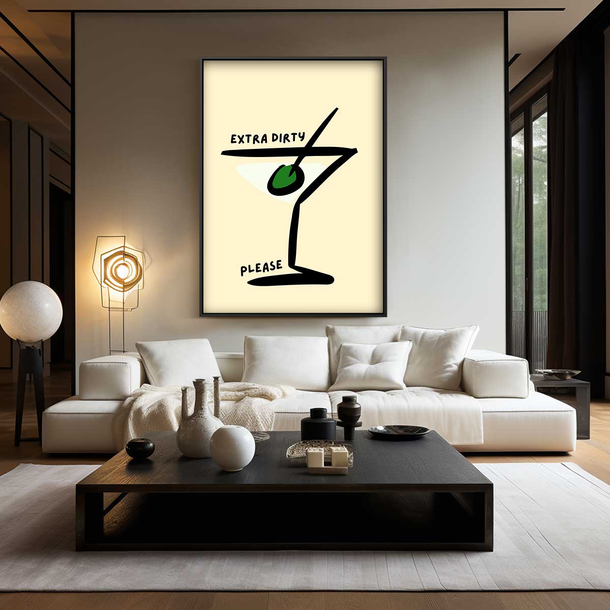 Extra Dirty Martini Illustratie Kunstwerk-canvas-dibond-plexiglas-wanddecoratie-WallArtistic