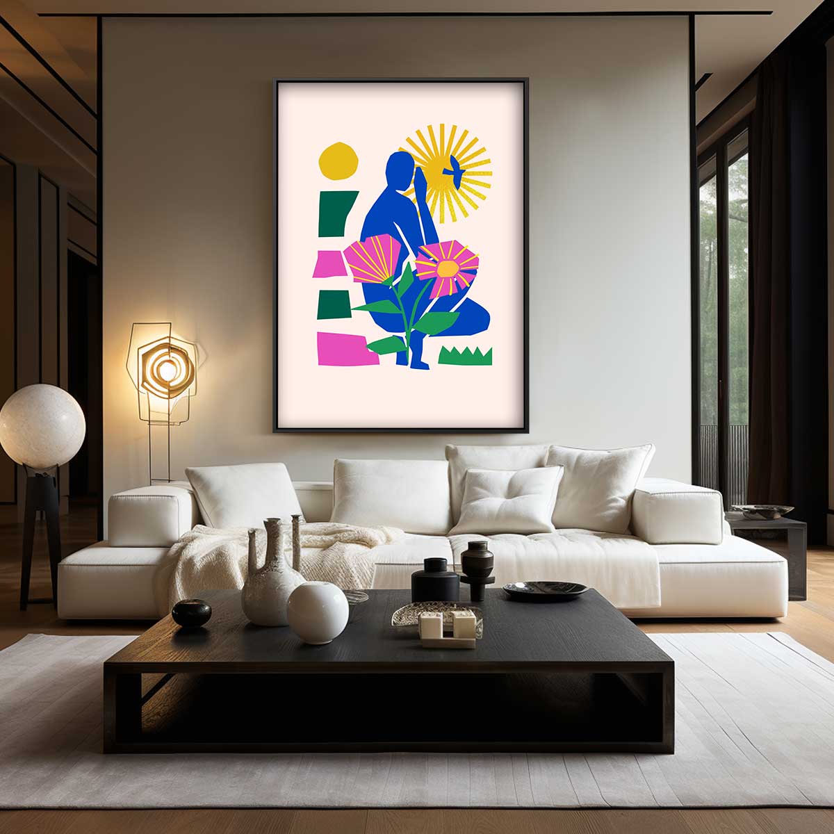 Zonsondergang Silhouet Kunstwerk-canvas-dibond-plexiglas-wanddecoratie-WallArtistic