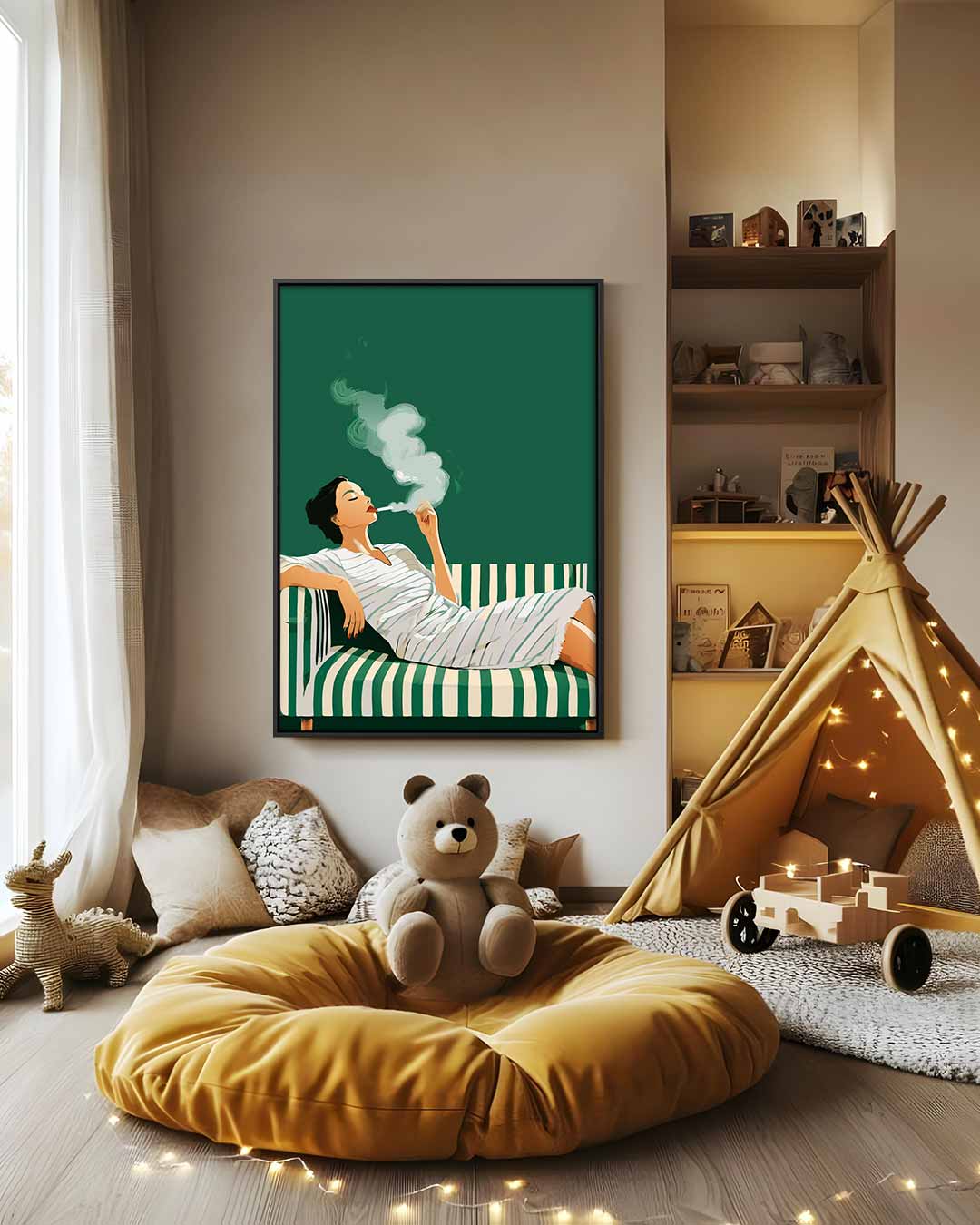 Chill Moment op de Bank Kunstwerk-canvas-dibond-plexiglas-wanddecoratie-WallArtistic