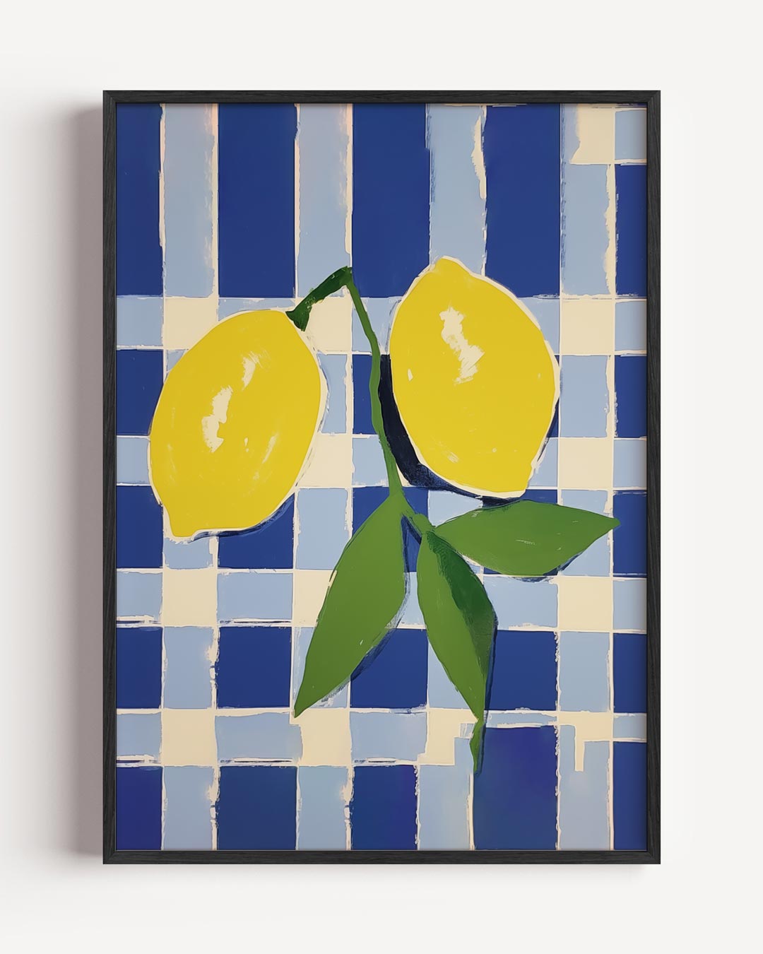 Zonnige Citroenen op Blauw Poster-WallArtistic