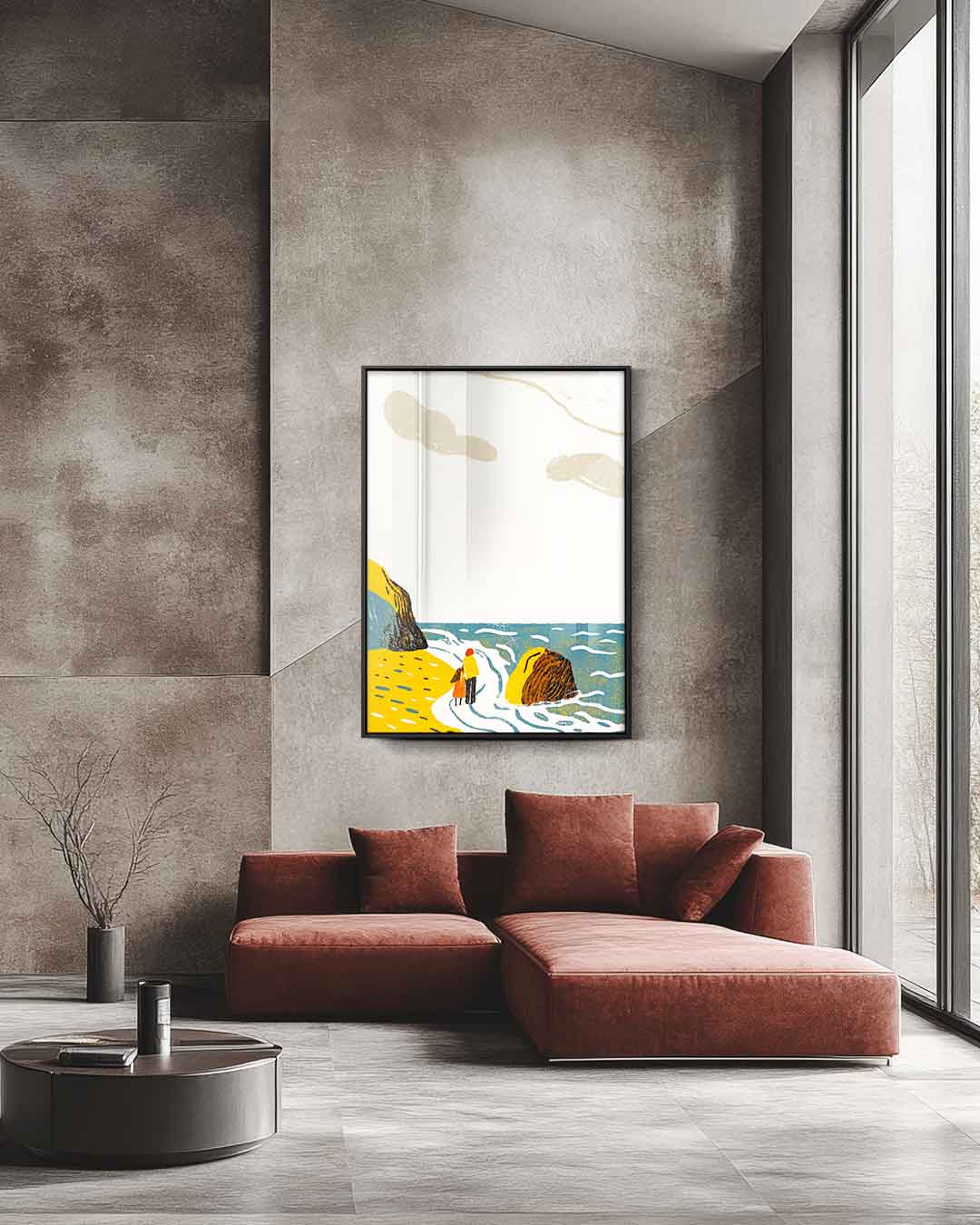 Wandeling langs de Kust Kunstwerk-canvas-dibond-plexiglas-wanddecoratie-WallArtistic