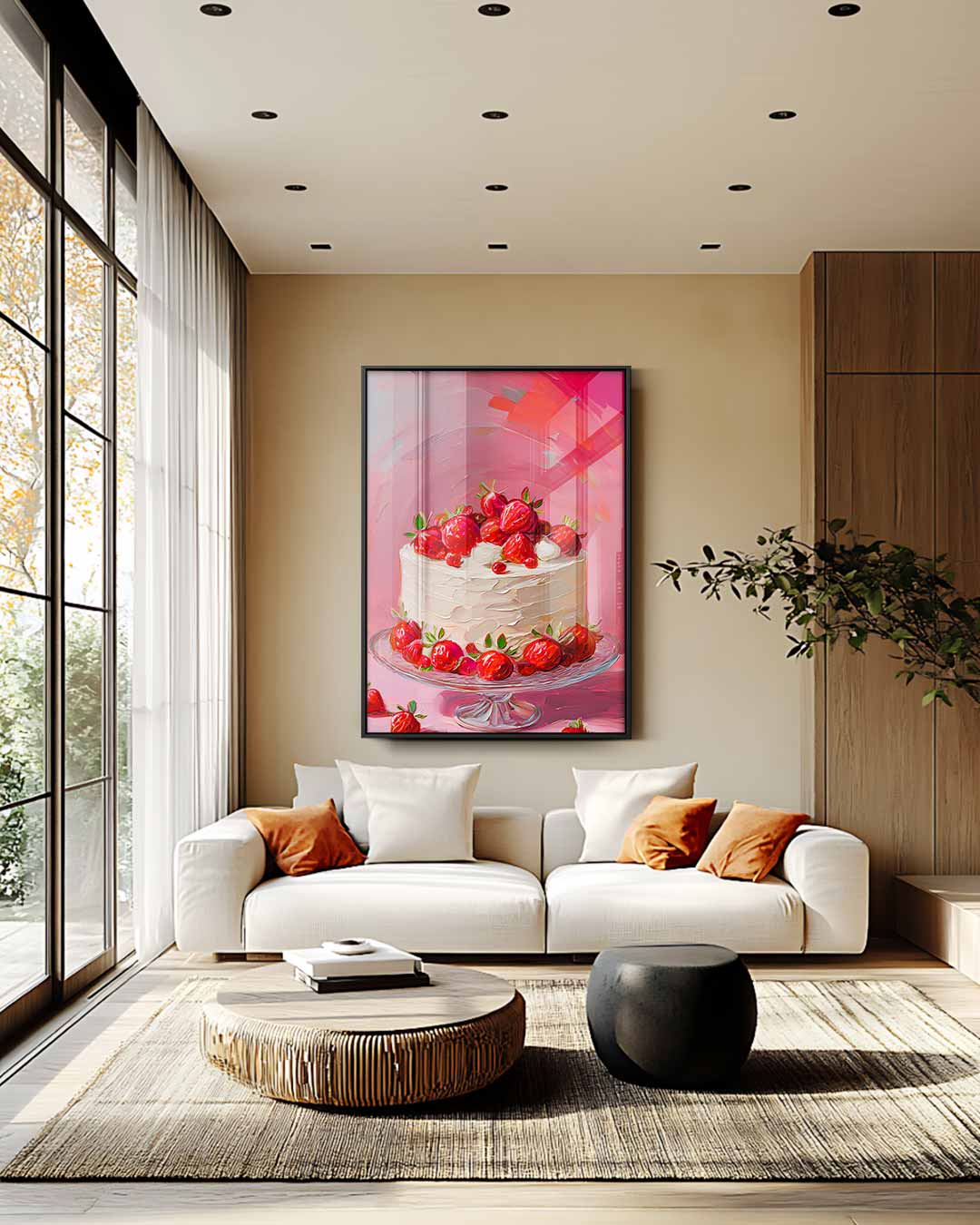 Aardbei Taart Kunstwerk Kunstwerk-canvas-dibond-plexiglas-wanddecoratie-WallArtistic