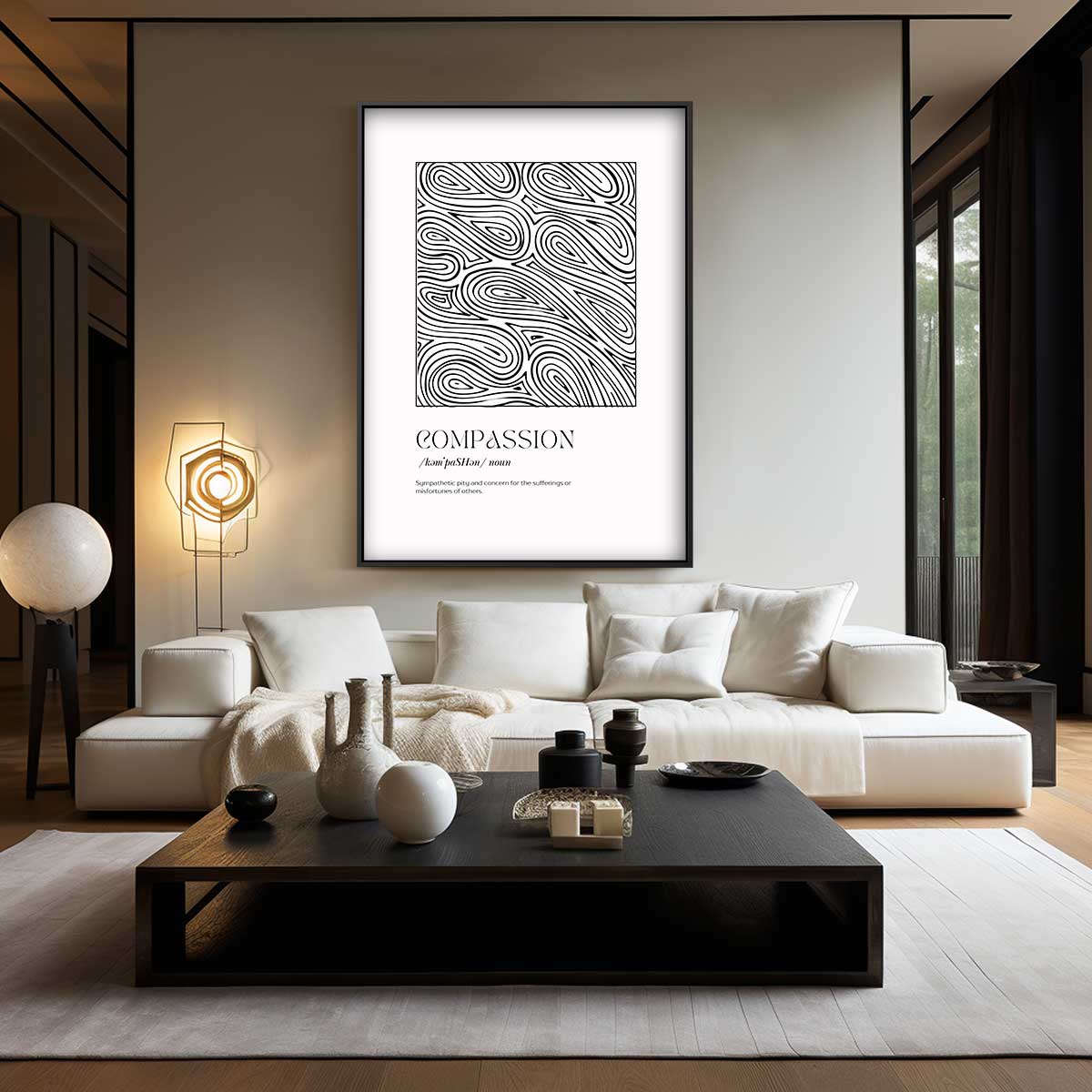 Abstracte Golfpatronen in Zwart en Wit Kunstwerk-canvas-dibond-plexiglas-wanddecoratie-WallArtistic