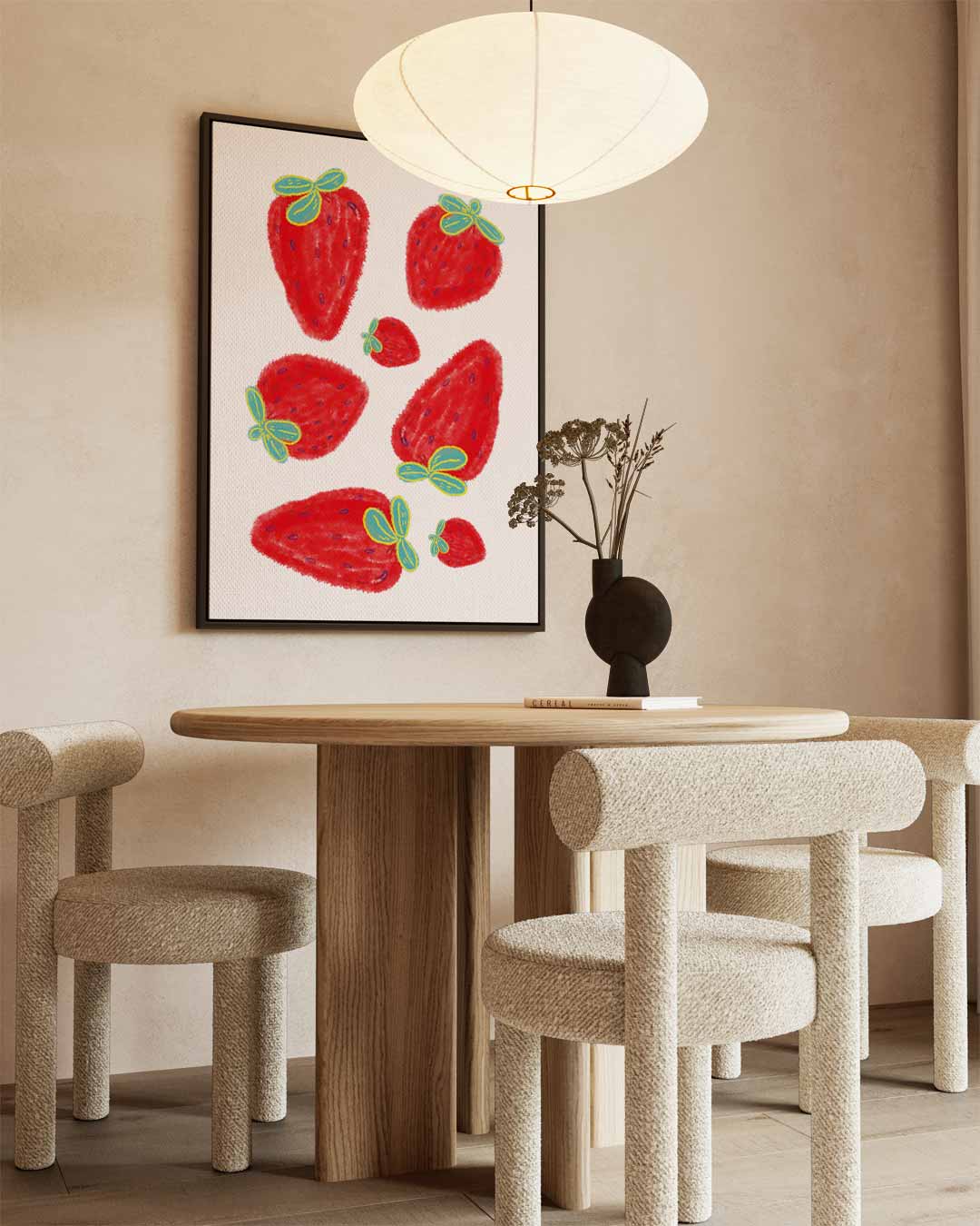 Vrolijke Aardbeien Kunstwerk-canvas-dibond-plexiglas-wanddecoratie-WallArtistic