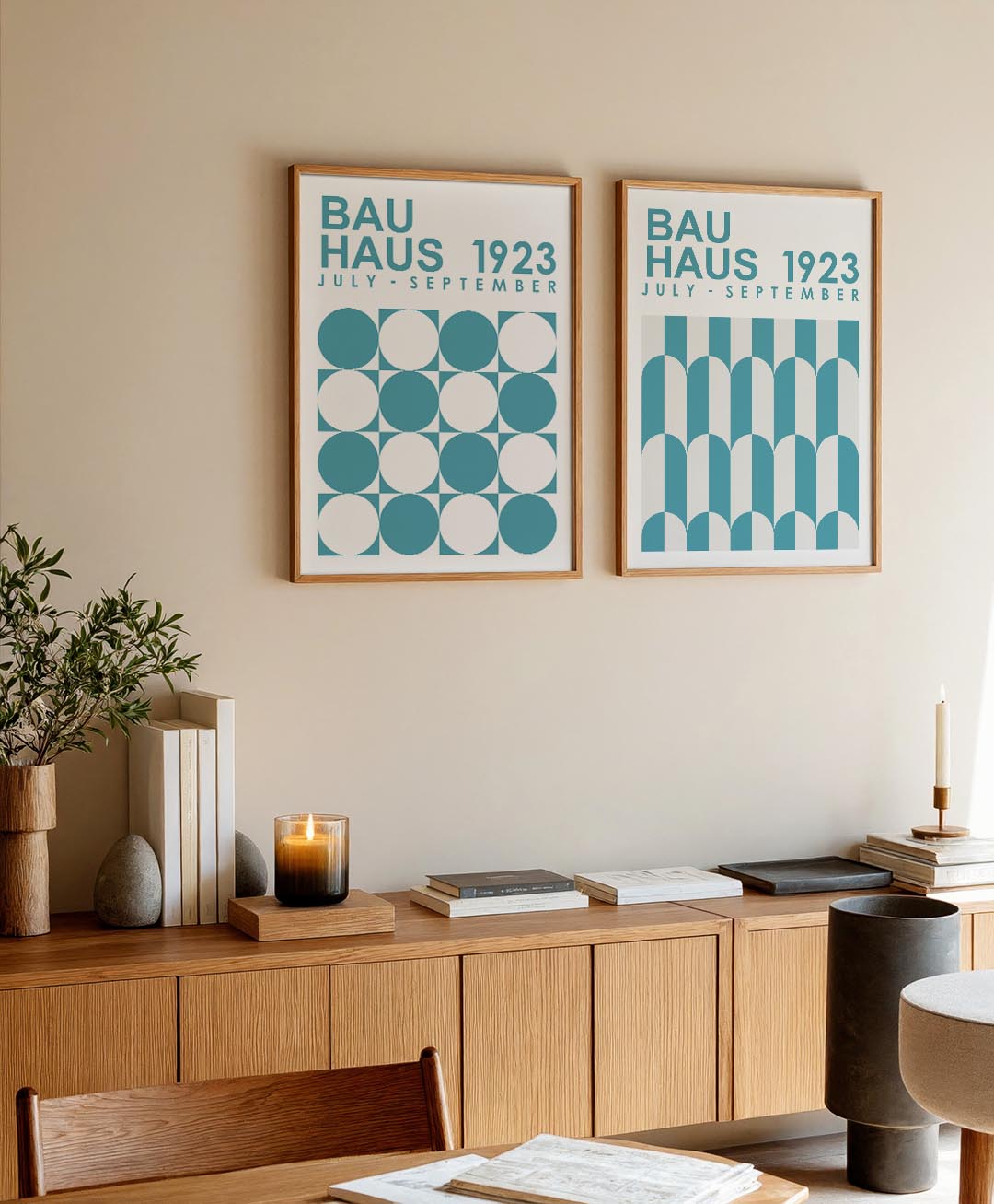 Cirkelpatroon en typografie Posterset