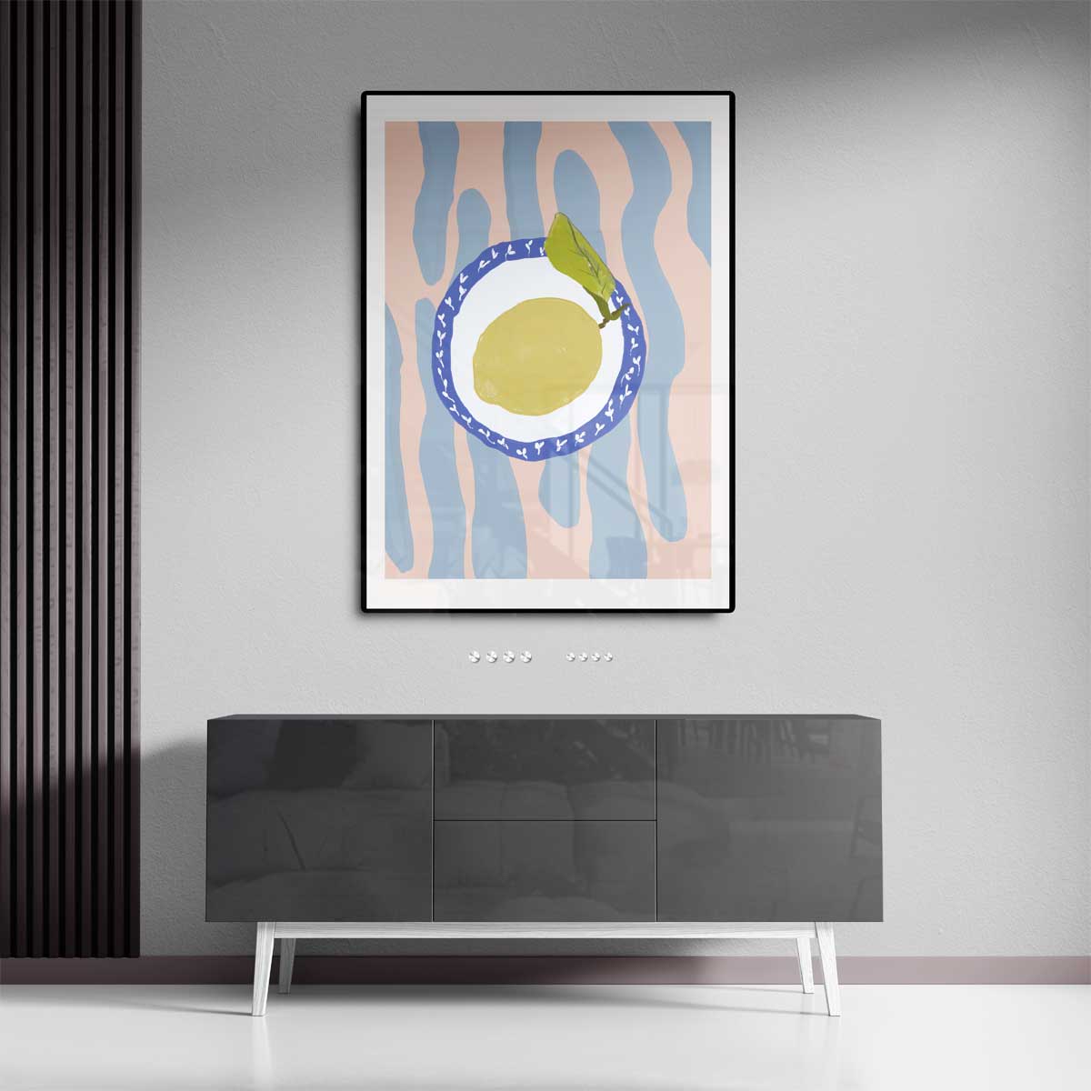 Citroen op Bord met Kleurrijke Achtergrond Kunstwerk-canvas-dibond-plexiglas-wanddecoratie-WallArtistic