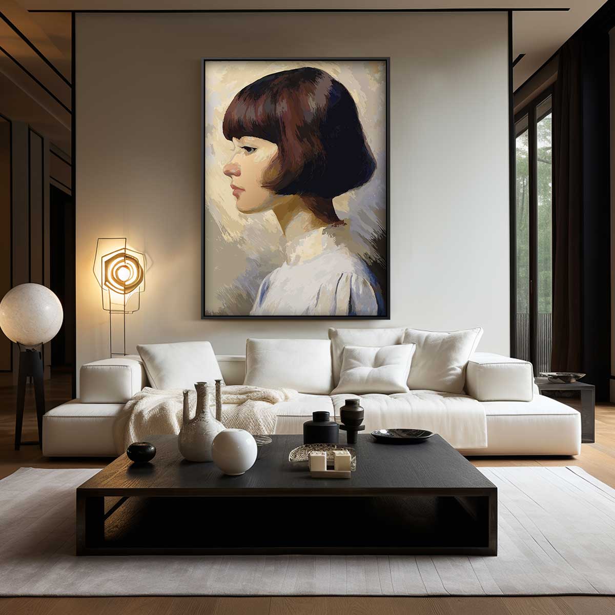 Dromerige Zijaanzicht Portret Kunstwerk-canvas-dibond-plexiglas-wanddecoratie-WallArtistic