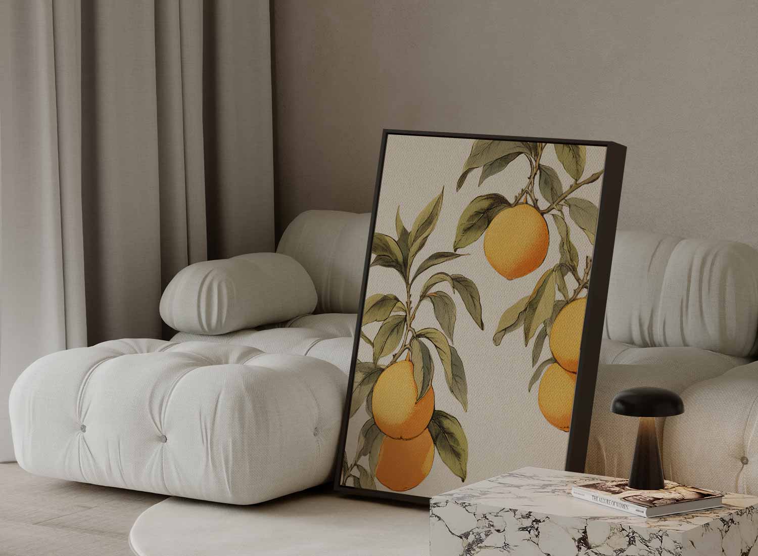 Citroenboom Illustratie Kunstwerk-canvas-dibond-plexiglas-wanddecoratie-WallArtistic