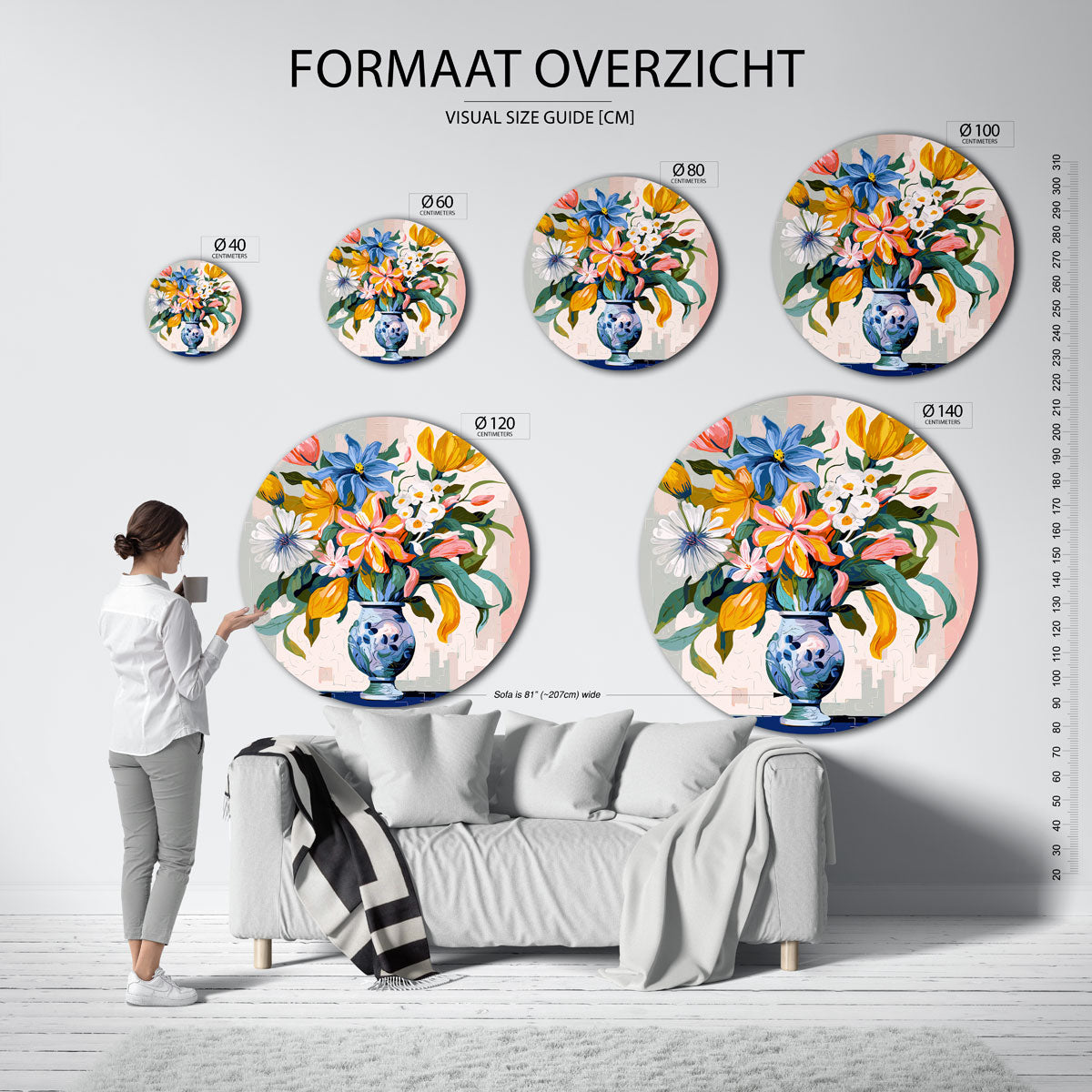 Bloemen in vaas Muurcirkel