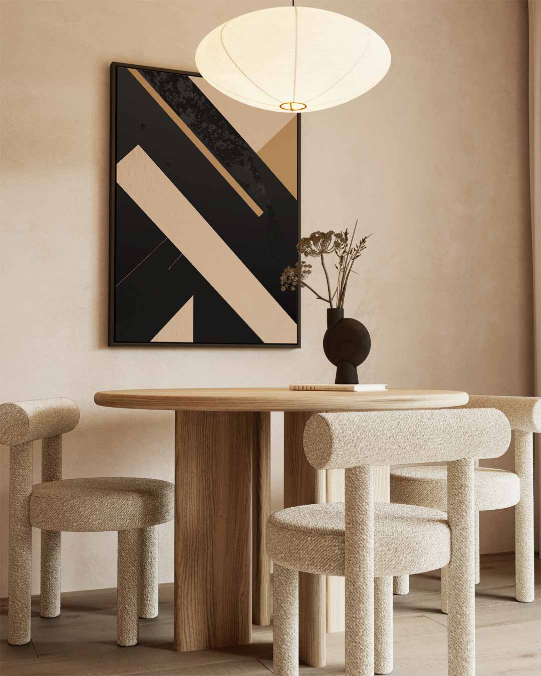 Abstracte Beige Lijnen op Zwart Kunstwerk-canvas-dibond-plexiglas-wanddecoratie-WallArtistic