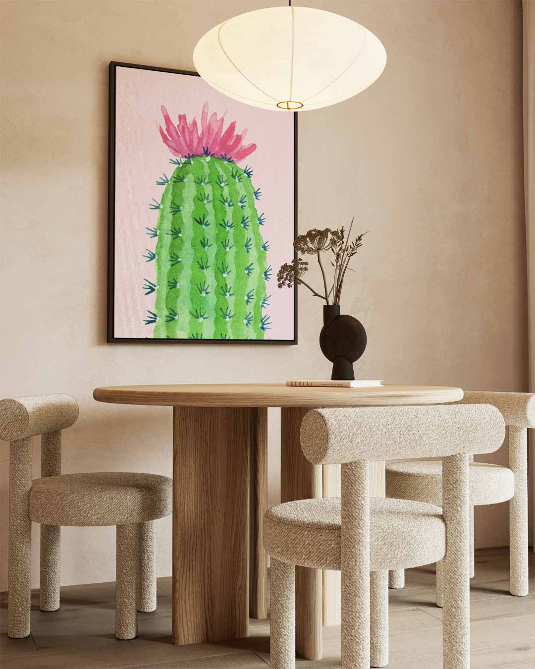 Bloeiende Cactus Schilderij Kunstwerk-canvas-dibond-plexiglas-wanddecoratie-WallArtistic