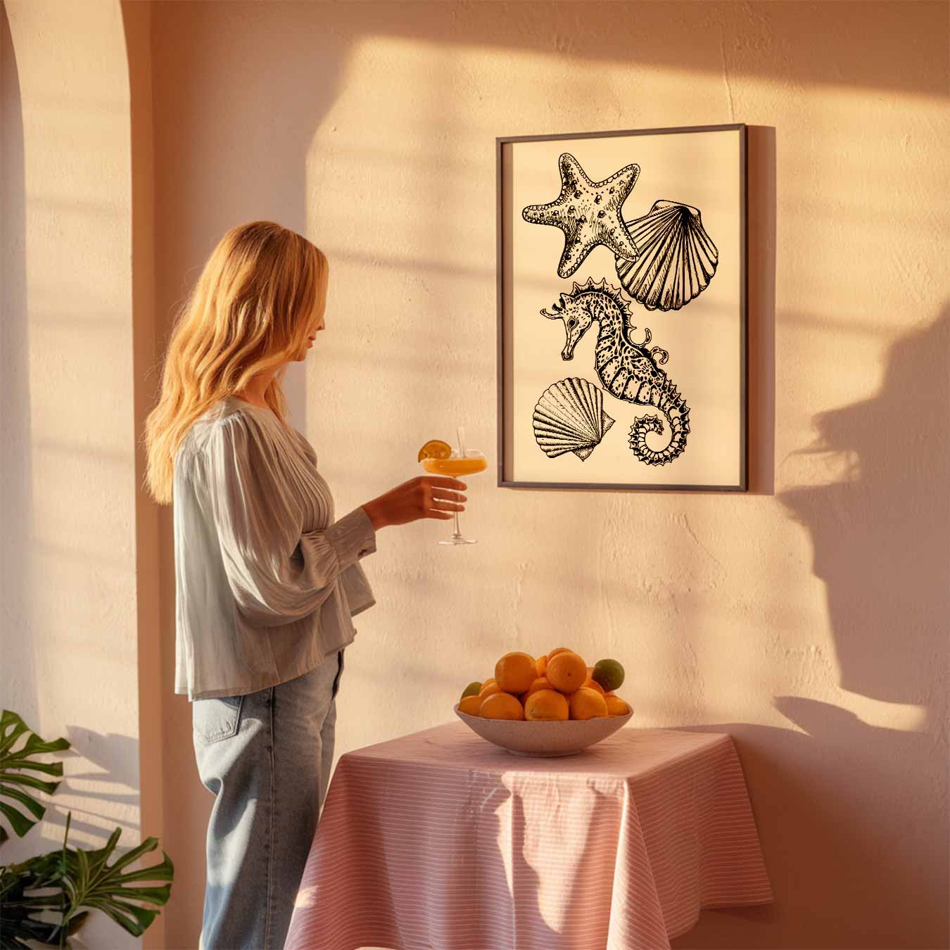 Zeedieren Sierlijke Illustraties Poster-WallArtistic