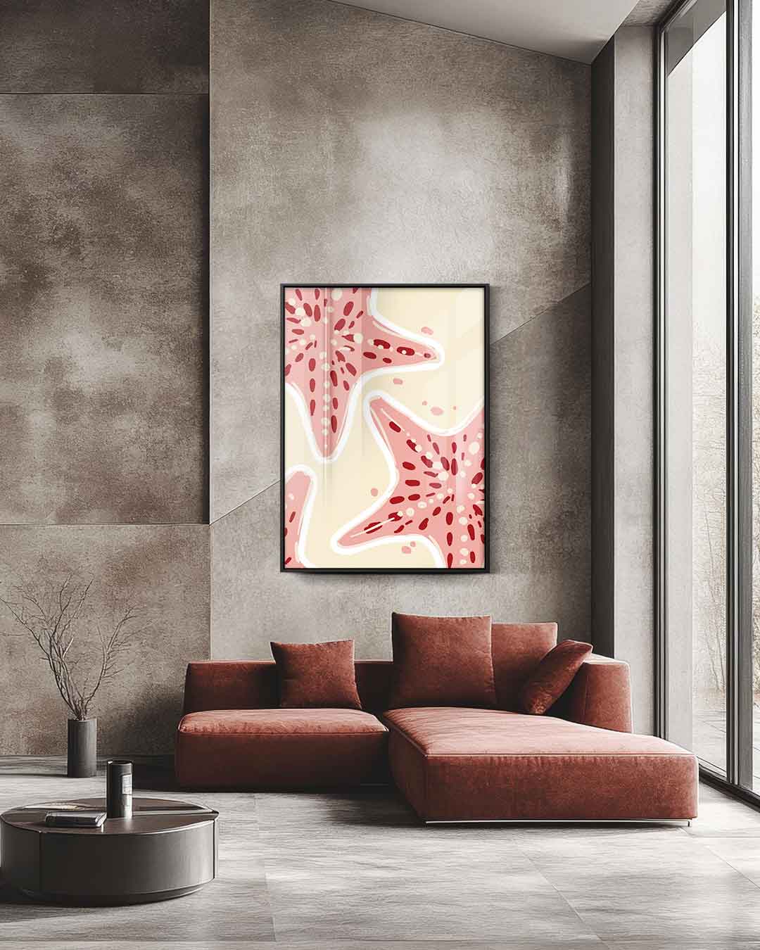 Speelse Zeester Print Kunstwerk-canvas-dibond-plexiglas-wanddecoratie-WallArtistic