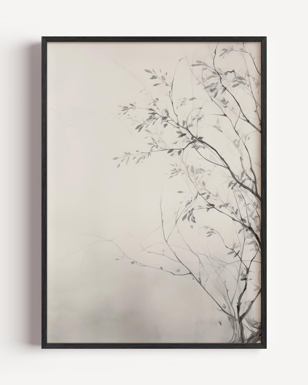 Elegante Bladeren in Zwart-wit Poster-WallArtistic