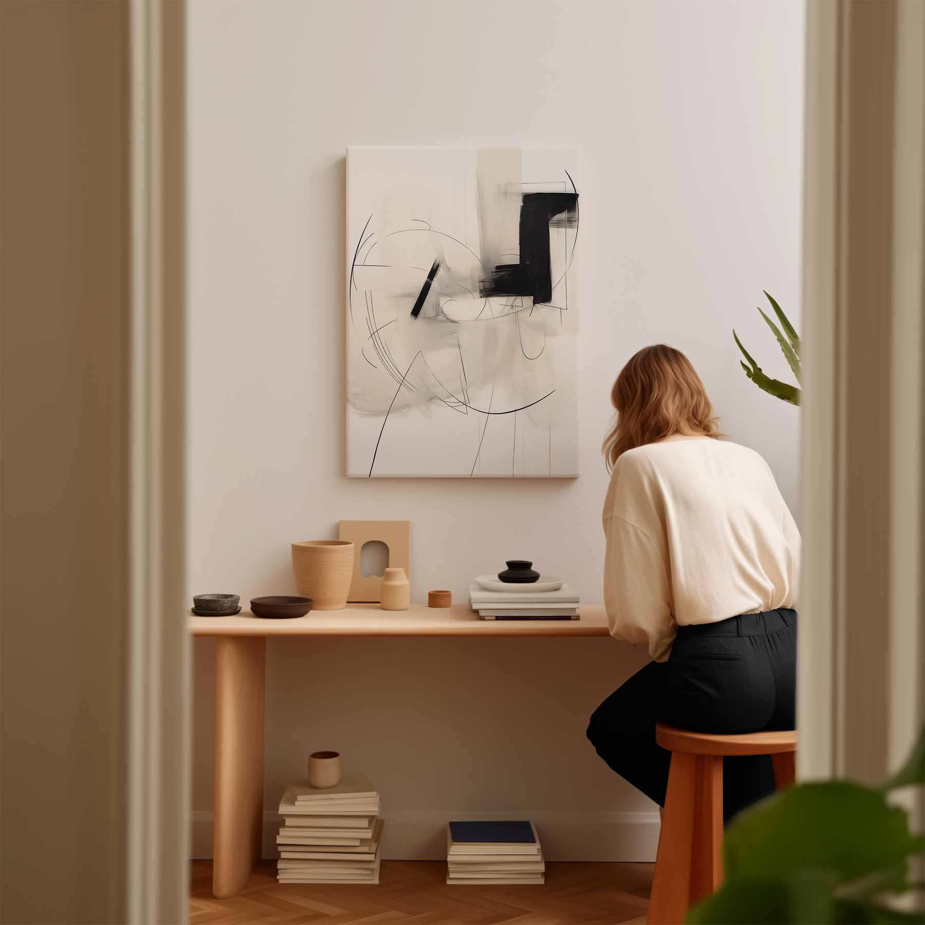 Spel van Lijnen en Vormen Kunstwerk-canvas-dibond-plexiglas-wanddecoratie-WallArtistic