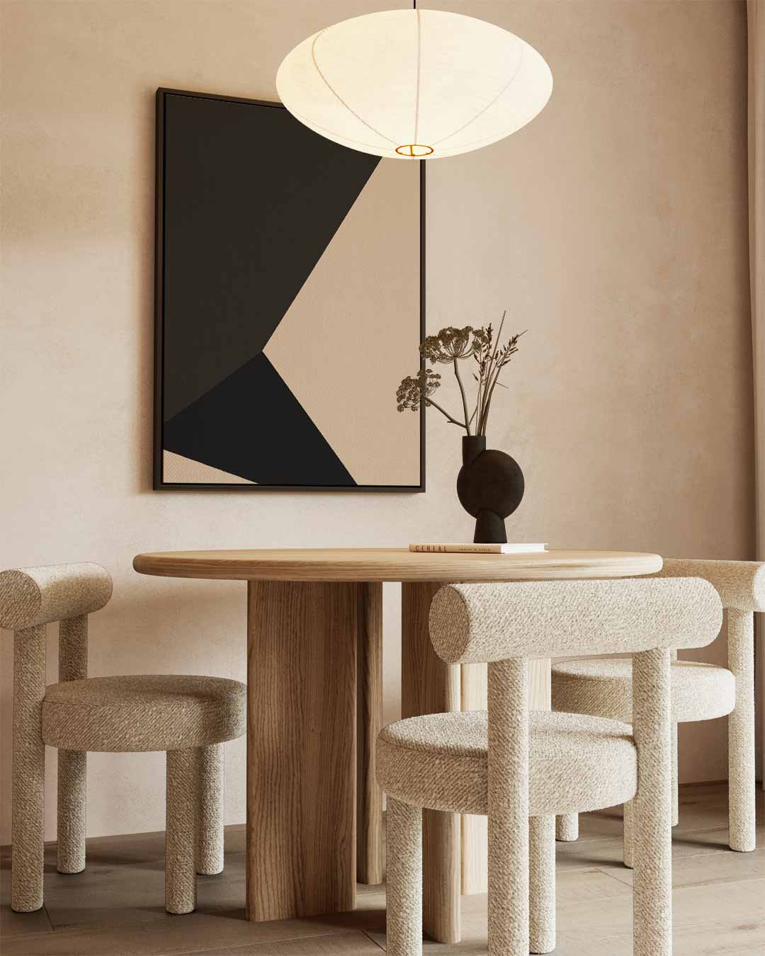 Abstracte Contrasten in Beige en Zwart Kunstwerk-canvas-dibond-plexiglas-wanddecoratie-WallArtistic