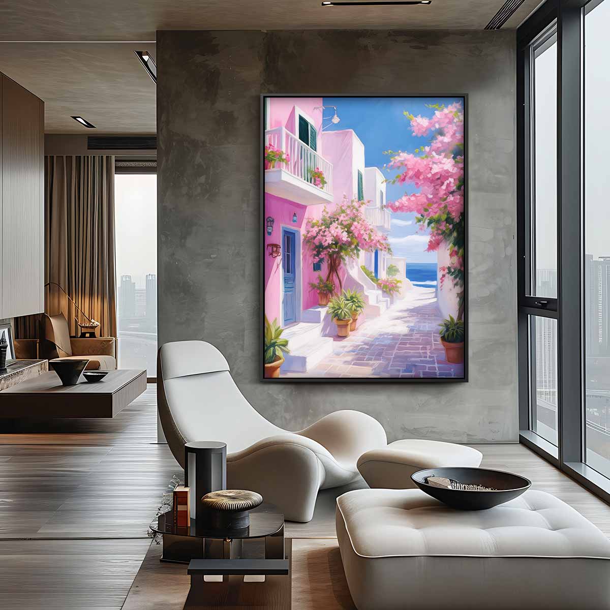 Zonovergoten Straatje Kunstwerk-canvas-dibond-plexiglas-wanddecoratie-WallArtistic