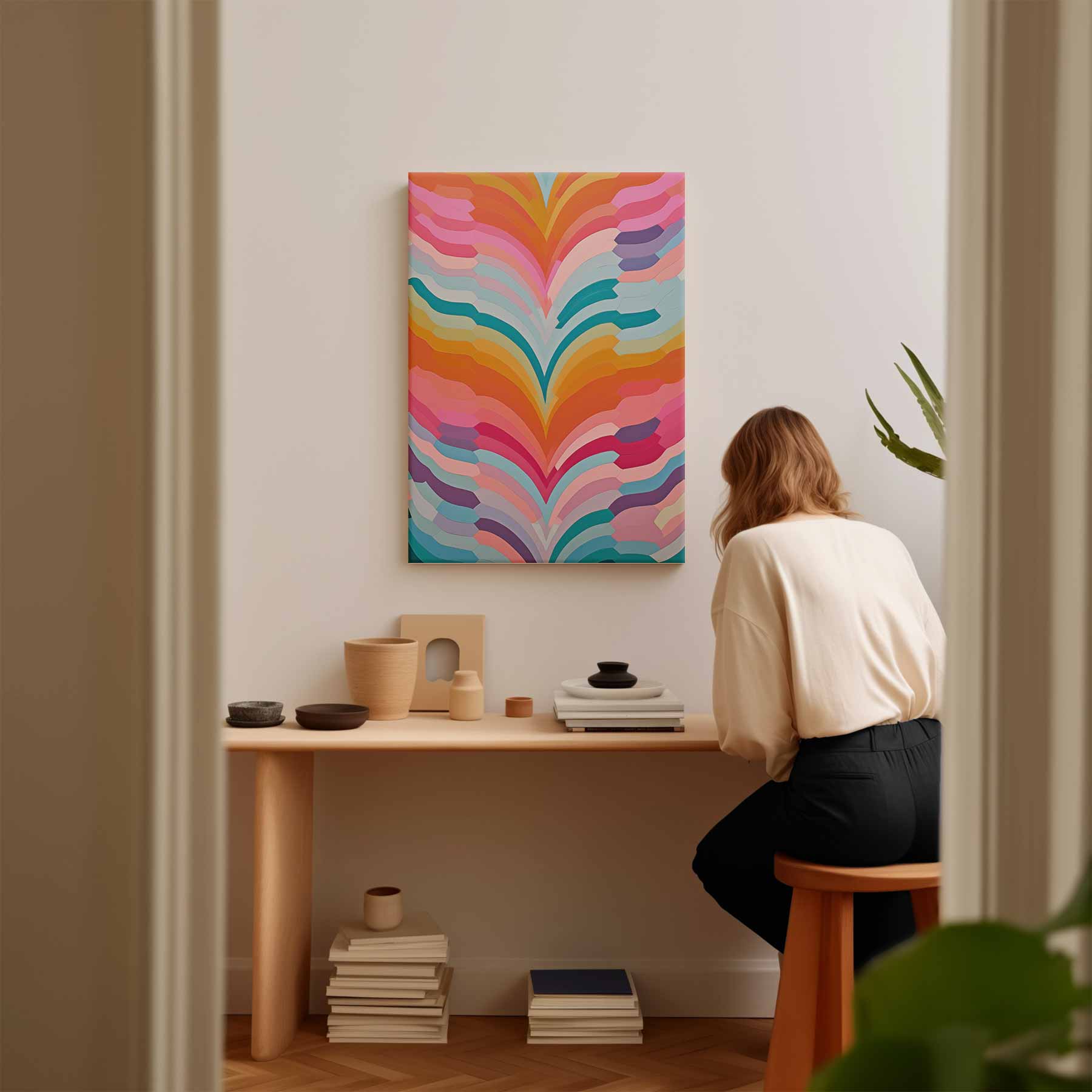 Kleurrijke Golven Kunstwerk-canvas-dibond-plexiglas-wanddecoratie-WallArtistic