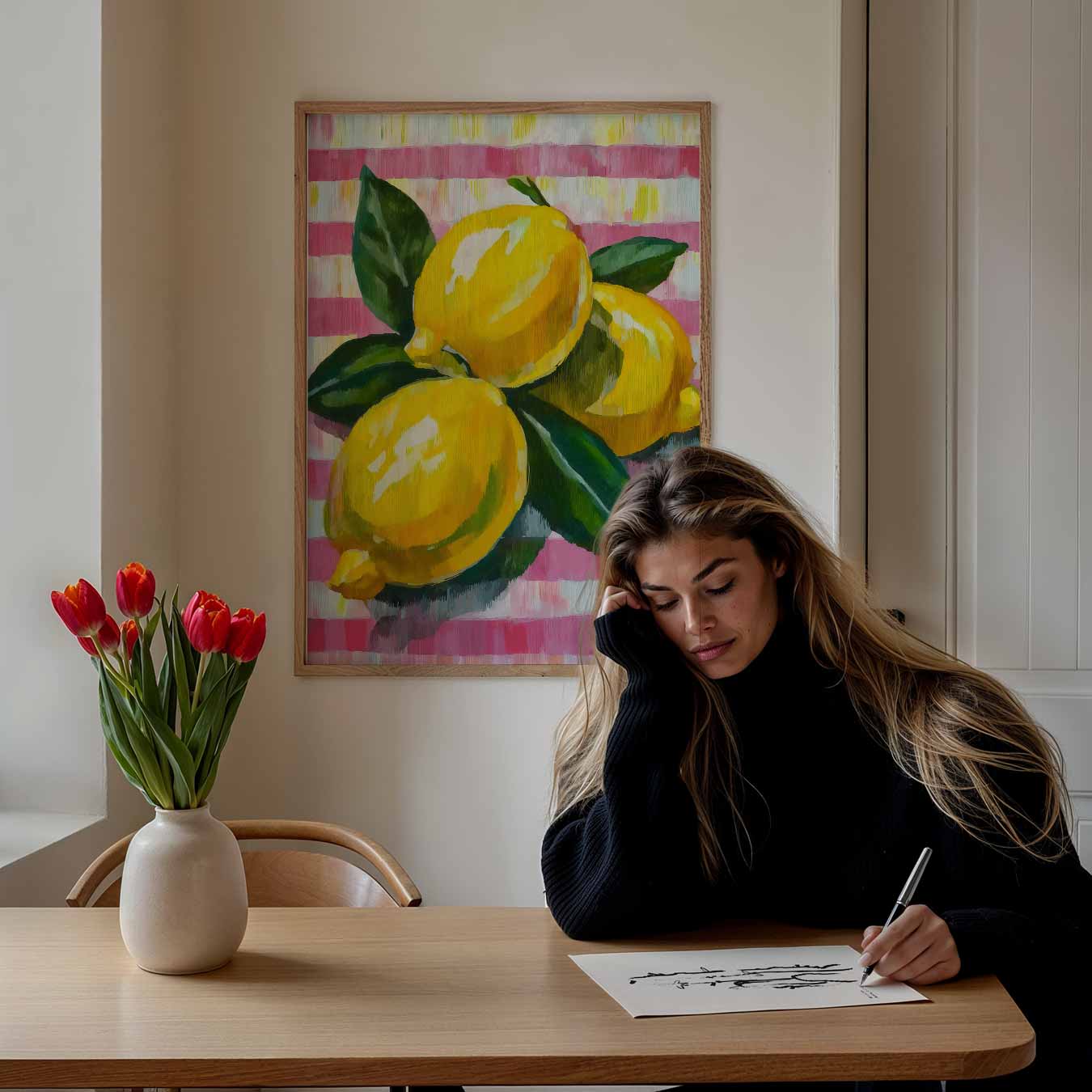 Zomerse Citroen Schilderij Poster-WallArtistic