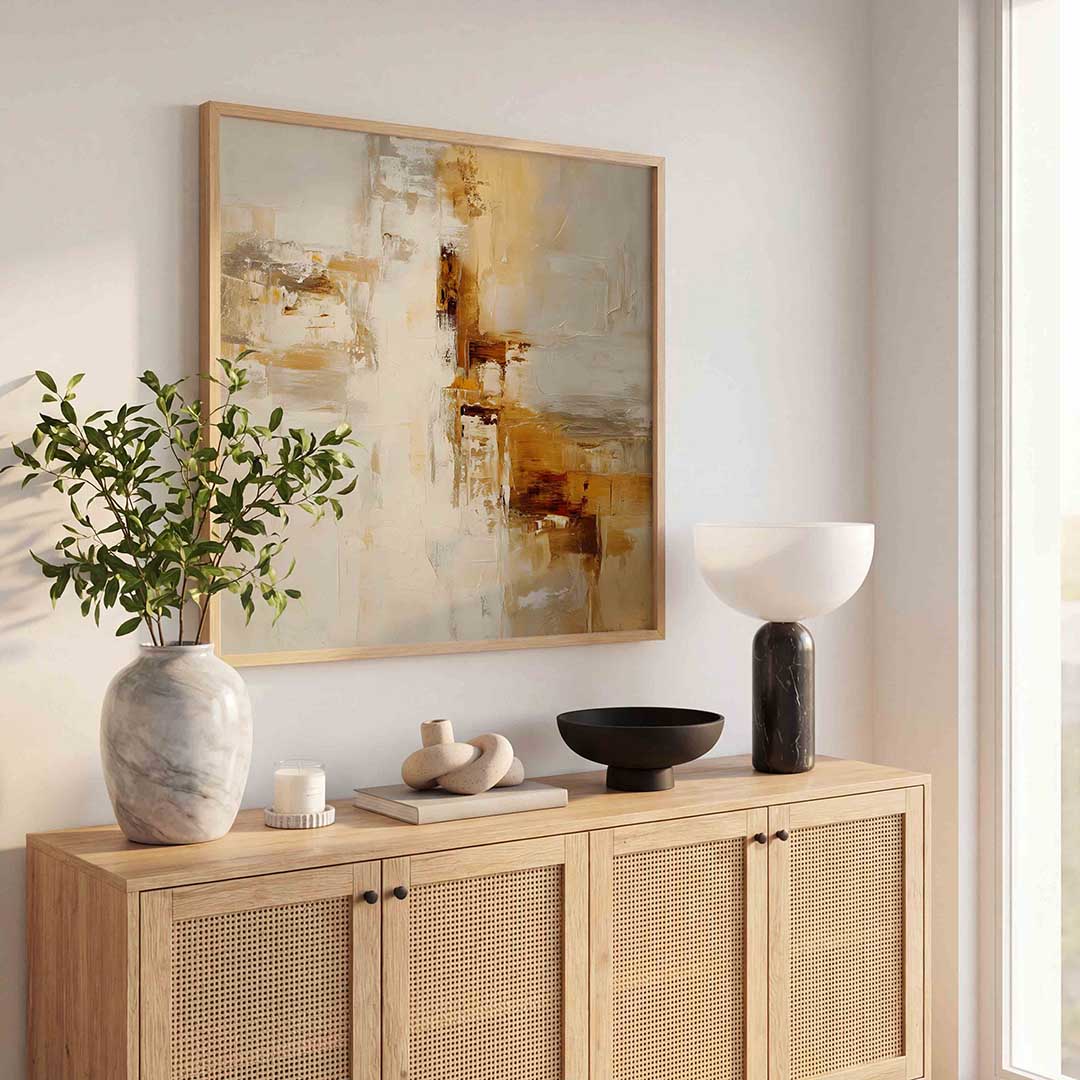 Abstracte beige en bruine Poster