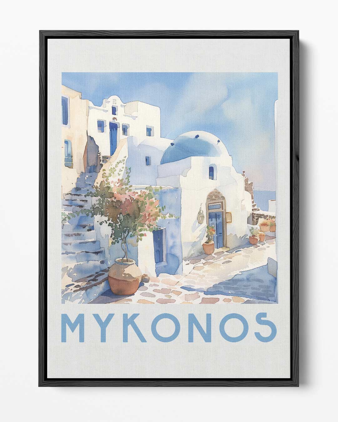Mykonos in Waterverf Kunstwerk-canvas-dibond-plexiglas-wanddecoratie-WallArtistic