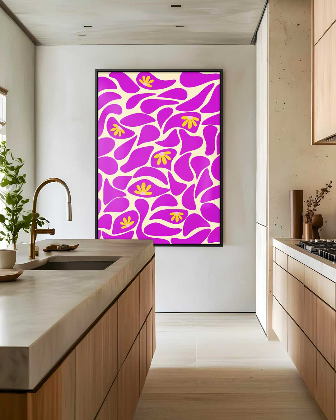 Vrolijke Bloemen Abstract Kunstwerk-canvas-dibond-plexiglas-wanddecoratie-WallArtistic