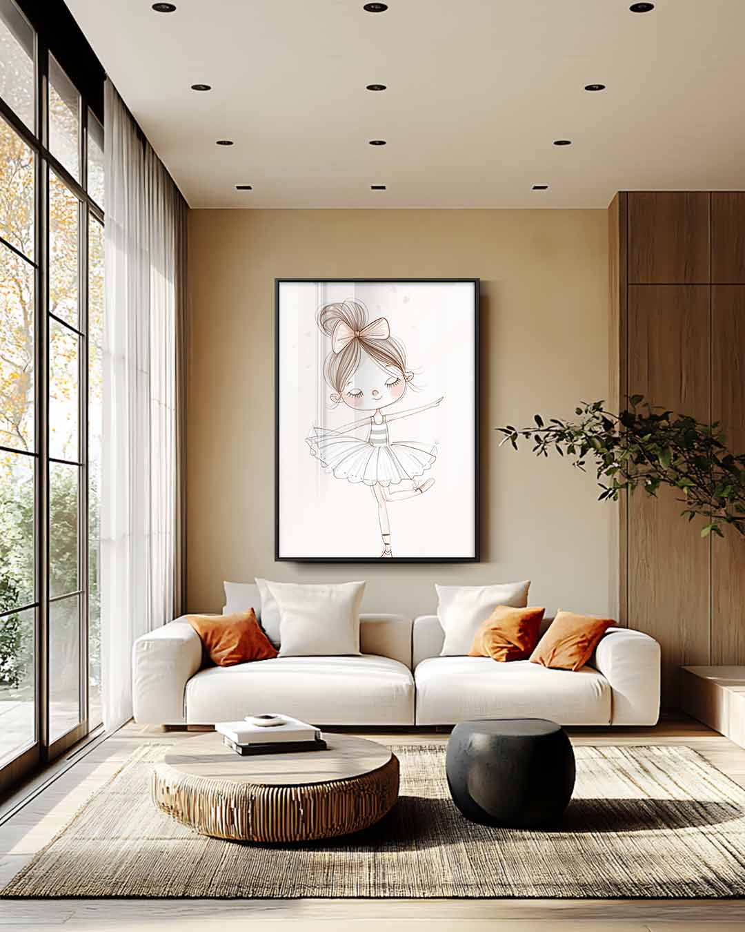 Dansende Ballerina Illustratie Kunstwerk-canvas-dibond-plexiglas-wanddecoratie-WallArtistic