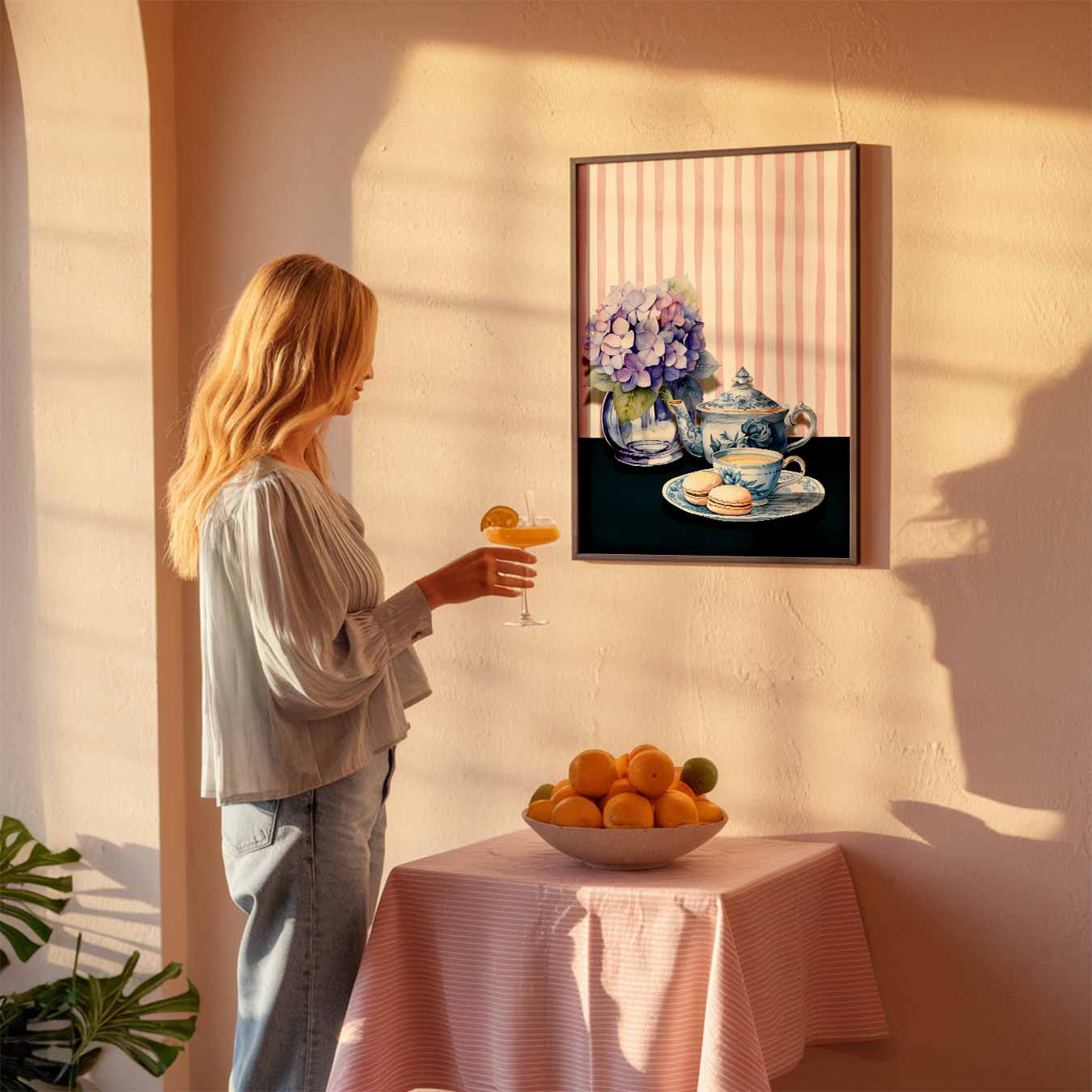 Romantische Theetijd Poster-WallArtistic