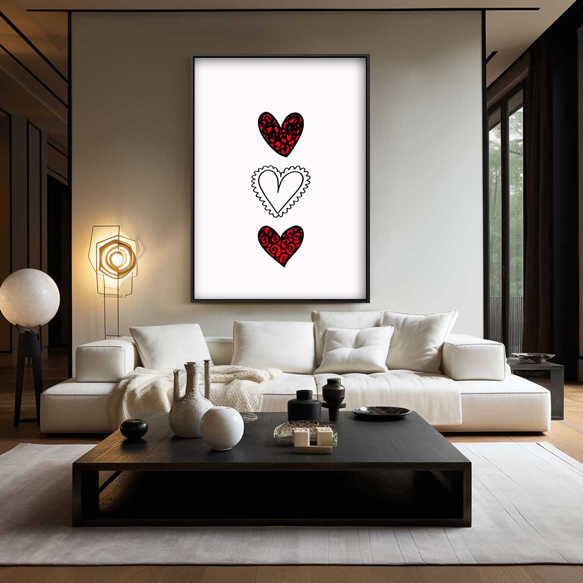 Drie Harten Inspiratie Kunstwerk-canvas-dibond-plexiglas-wanddecoratie-WallArtistic