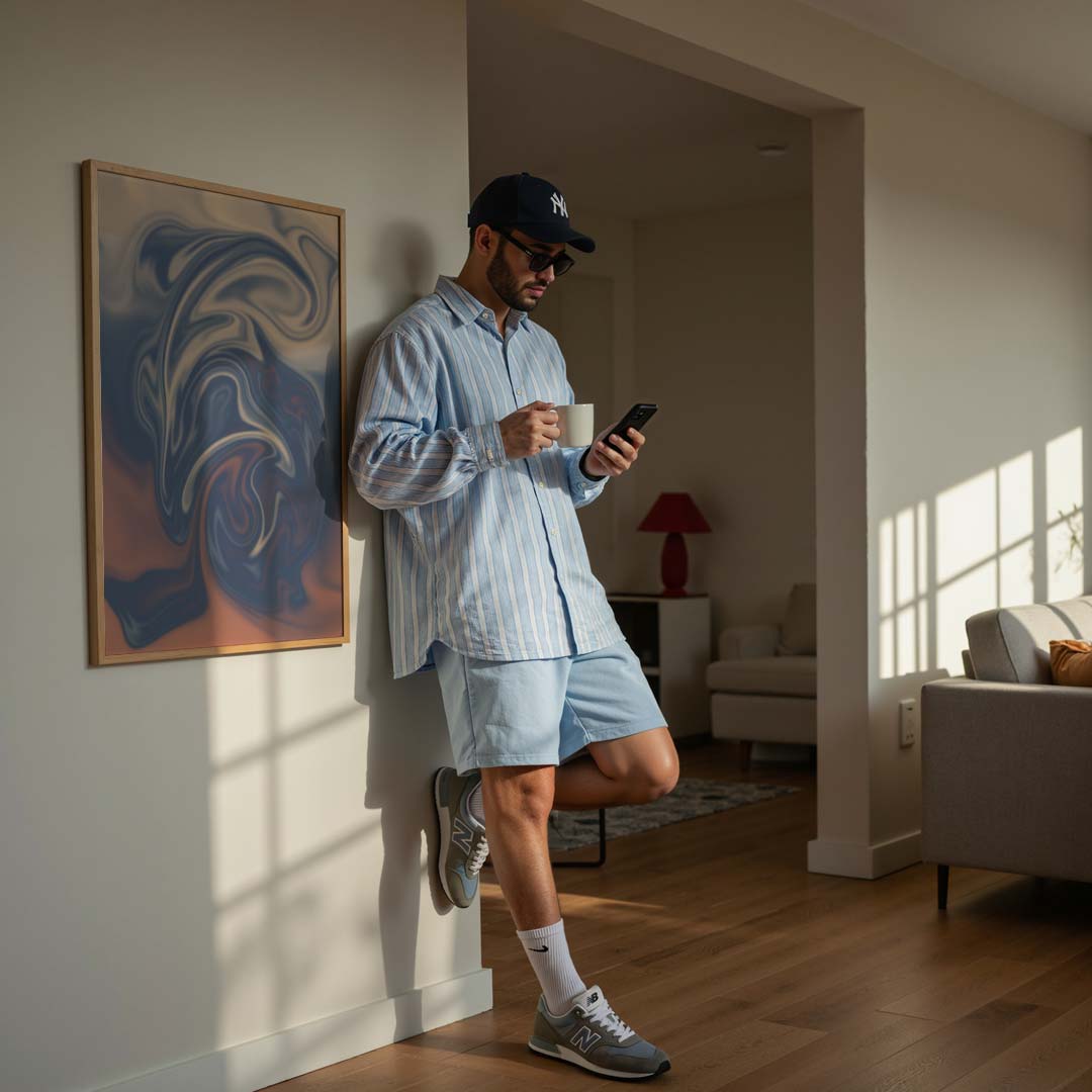 Abstracte Swirl Poster in Blauwtinten Poster-WallArtistic