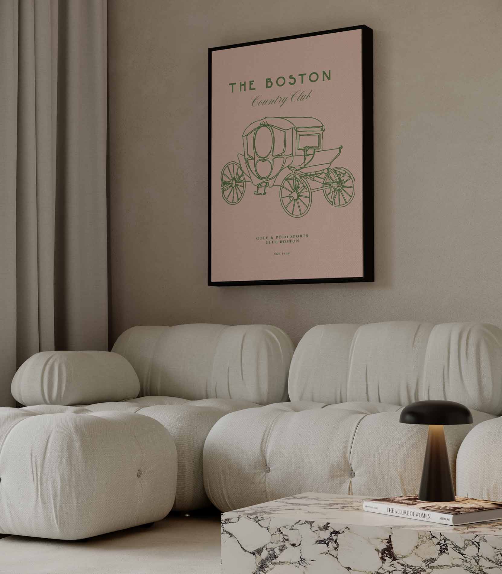 Vintage Boston Koets Illustratie Kunstwerk-canvas-dibond-plexiglas-wanddecoratie-WallArtistic