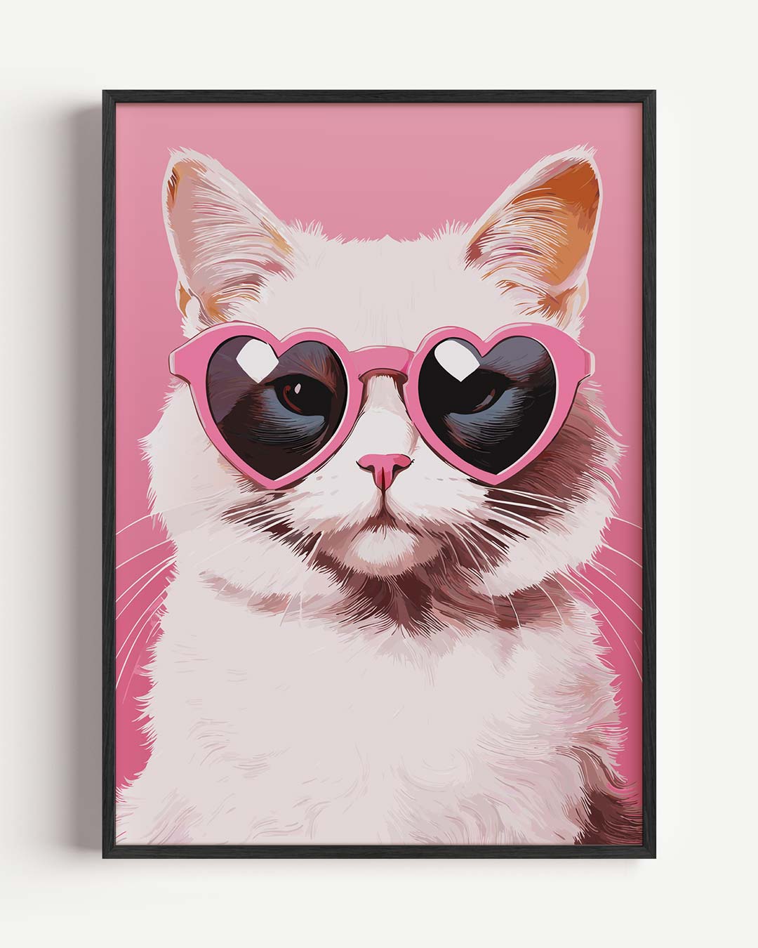 Kat met Hartjesbril Poster-WallArtistic