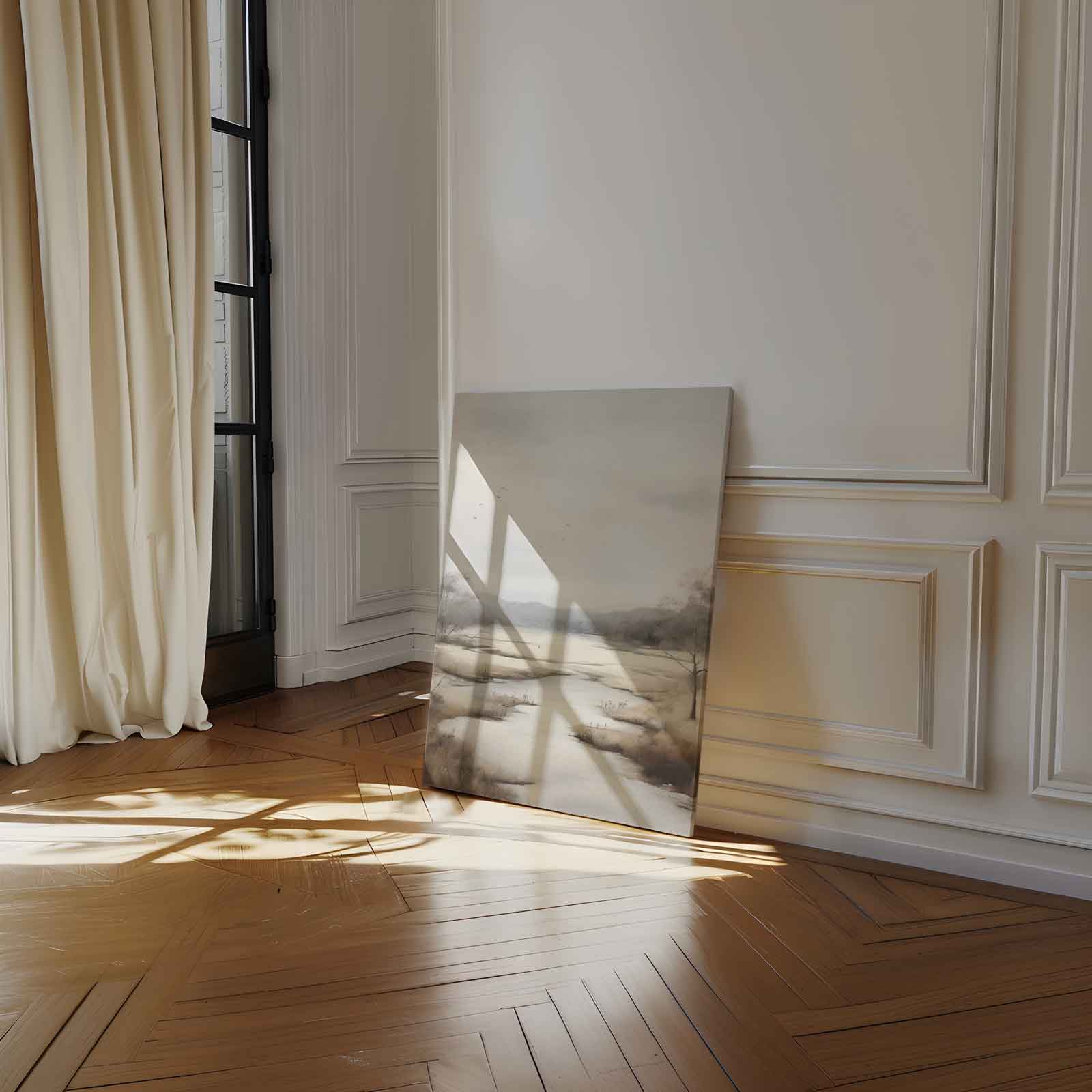 Rustige Waterlandschap in Zacht Tinten Kunstwerk-canvas-dibond-plexiglas-wanddecoratie-WallArtistic