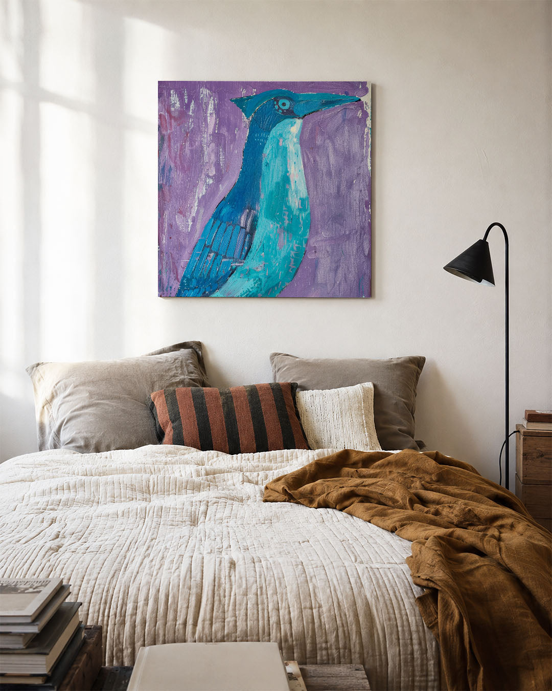 Vogelsilhouet in kleur Kunstwerk
