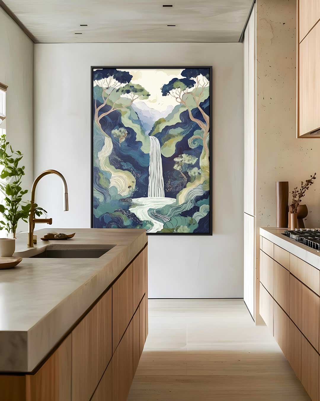 Mystieke Waterval in Bossen Kunstwerk-canvas-dibond-plexiglas-wanddecoratie-WallArtistic