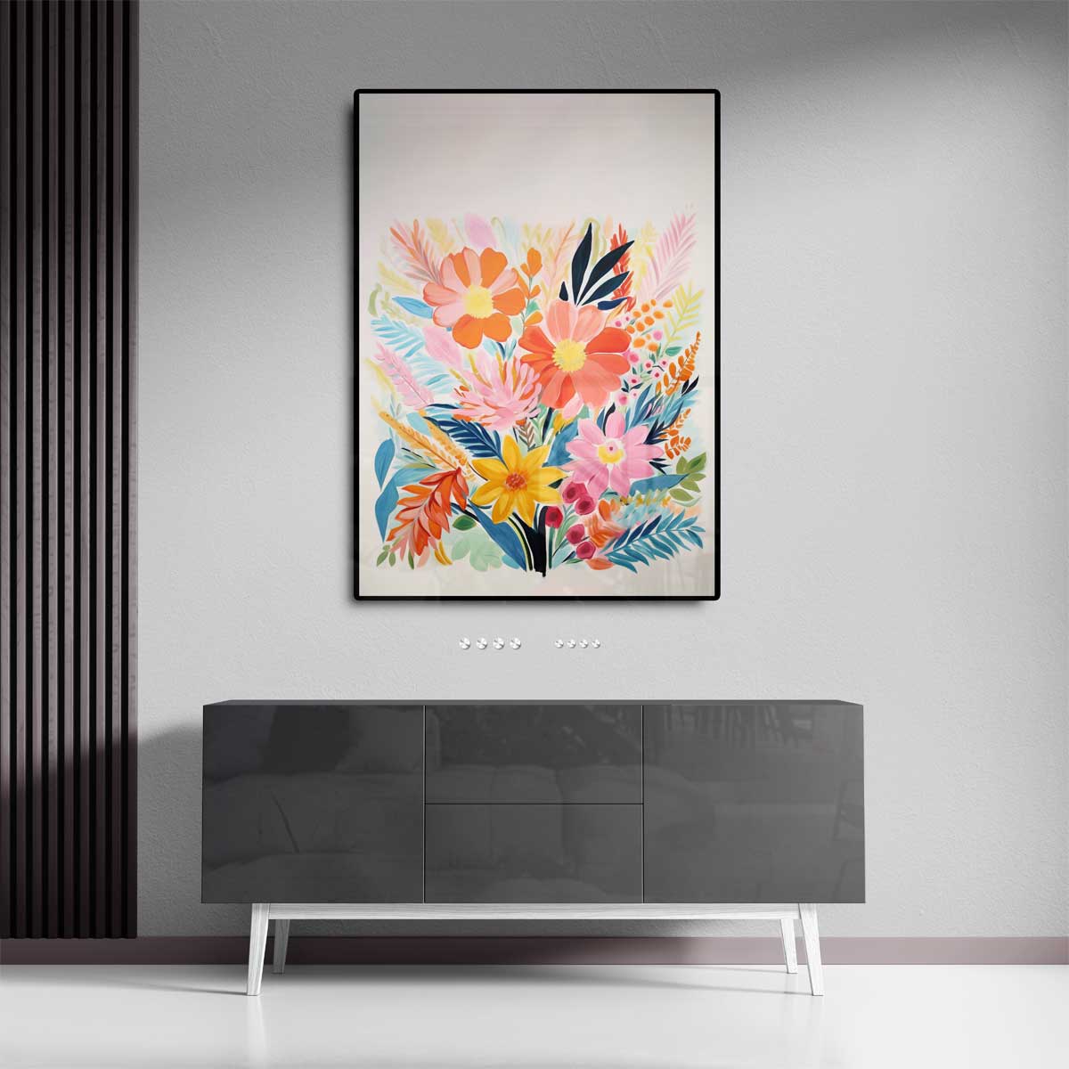 Kleurrijke Bloemenpracht Kunstwerk-canvas-dibond-plexiglas-wanddecoratie-WallArtistic