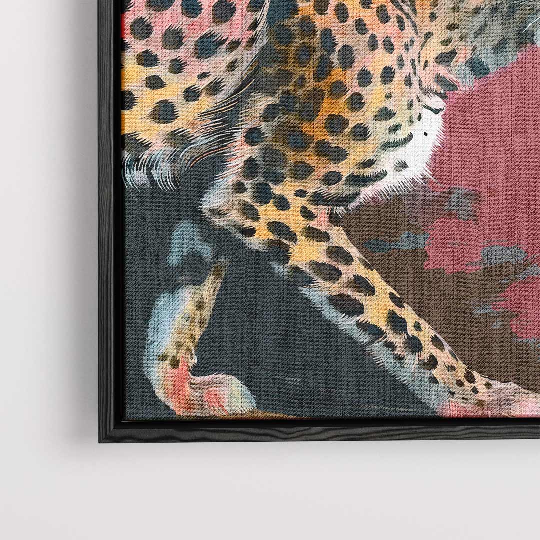 Sierlijke Jachtluipaard in Beweging Kunstwerk-canvas-dibond-plexiglas-wanddecoratie-WallArtistic