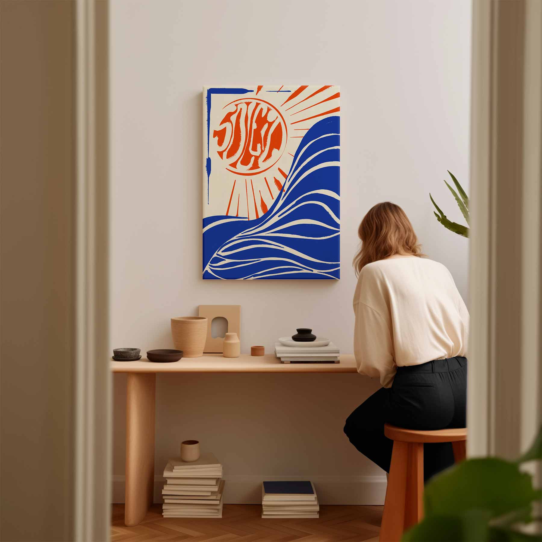 Zon en Golven Abstract Kunstwerk-canvas-dibond-plexiglas-wanddecoratie-WallArtistic