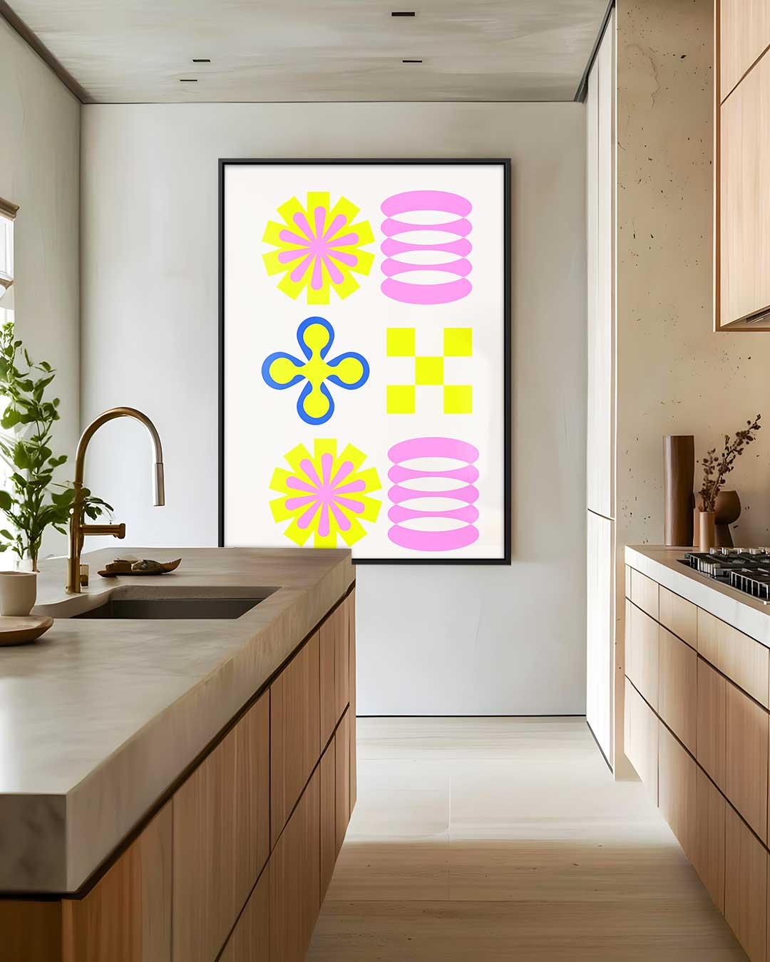 Vrolijk Geometrisch Spektakel Kunstwerk-canvas-dibond-plexiglas-wanddecoratie-WallArtistic